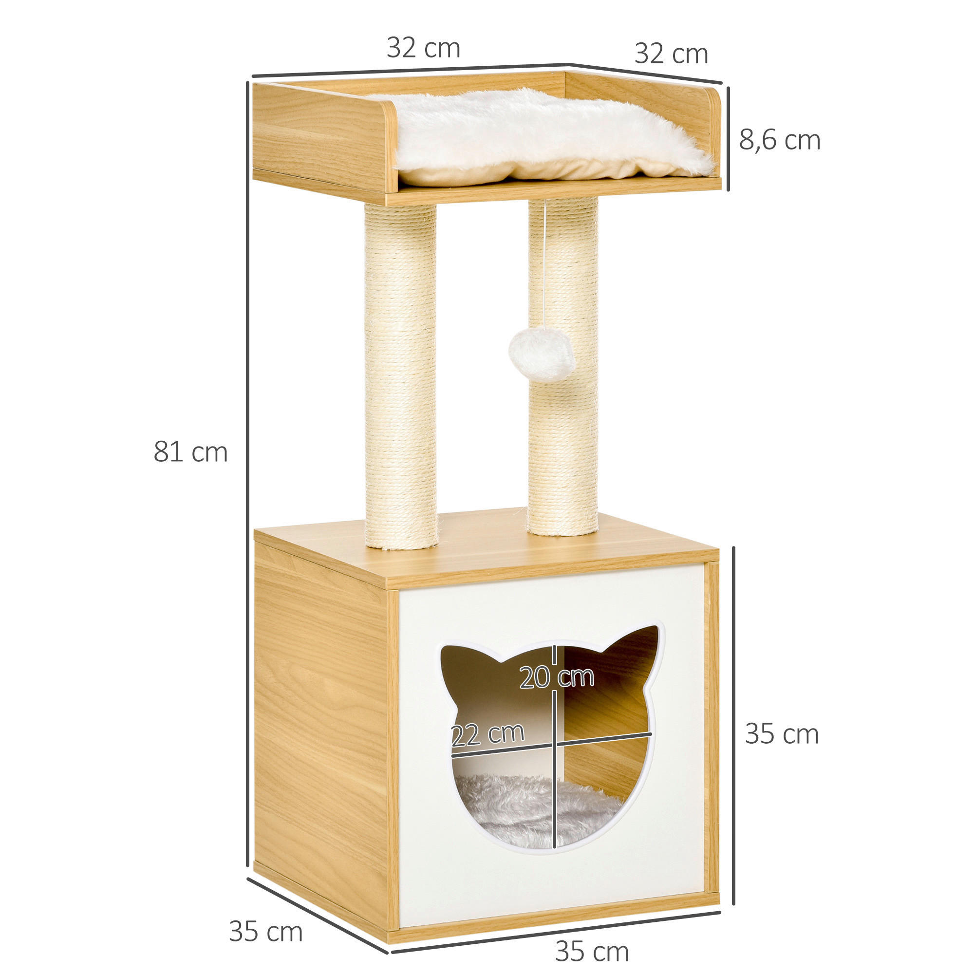 PawHut Kratzbaum Kratzbaum - (35,00/35,00/81,00cm) - PawHut
