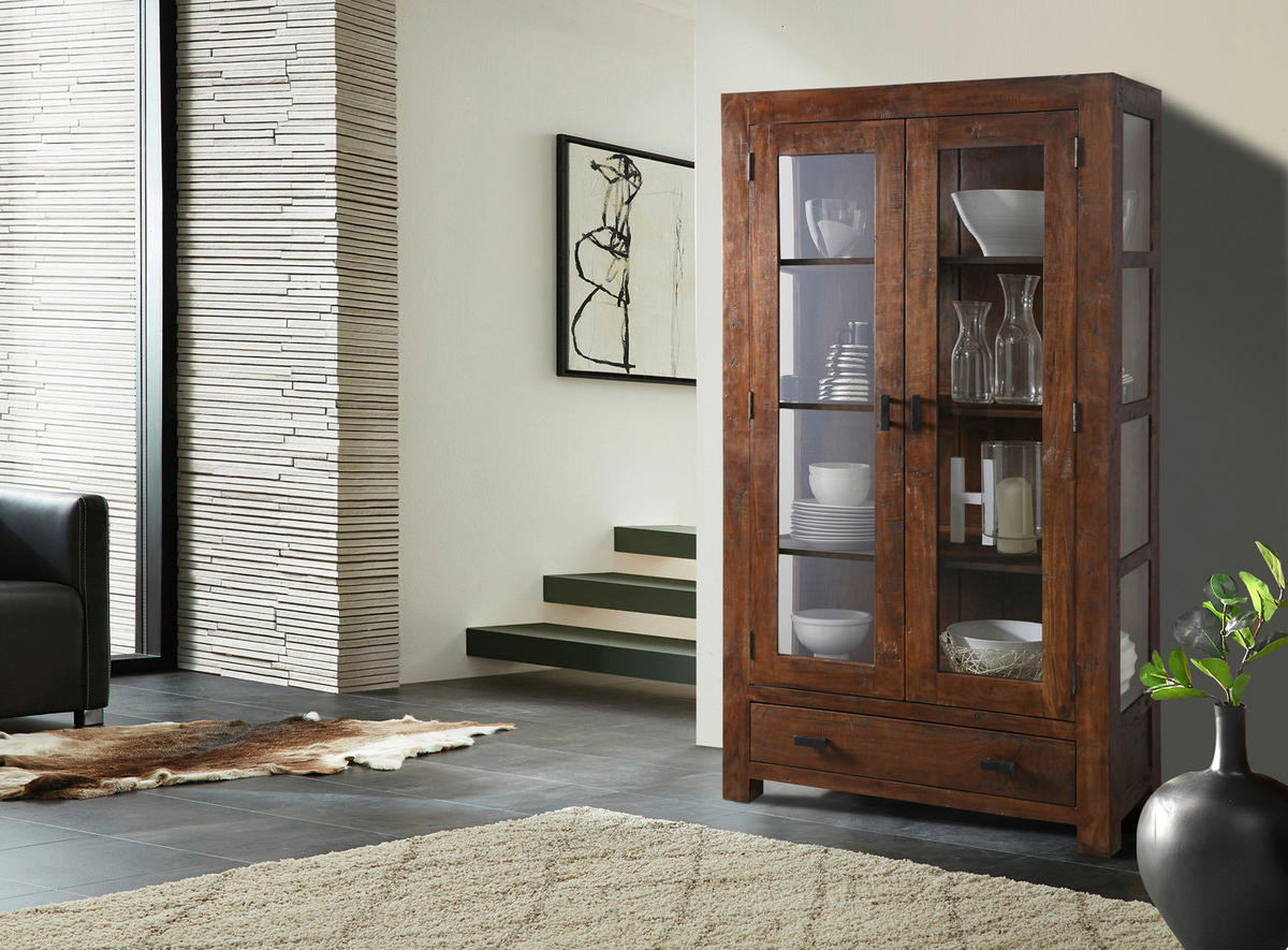 Vitrine Genua Akazie dunkel B/H/T: ca. 100x175x40 cm Genua - Akazie (100,00/175,00/40,00cm)