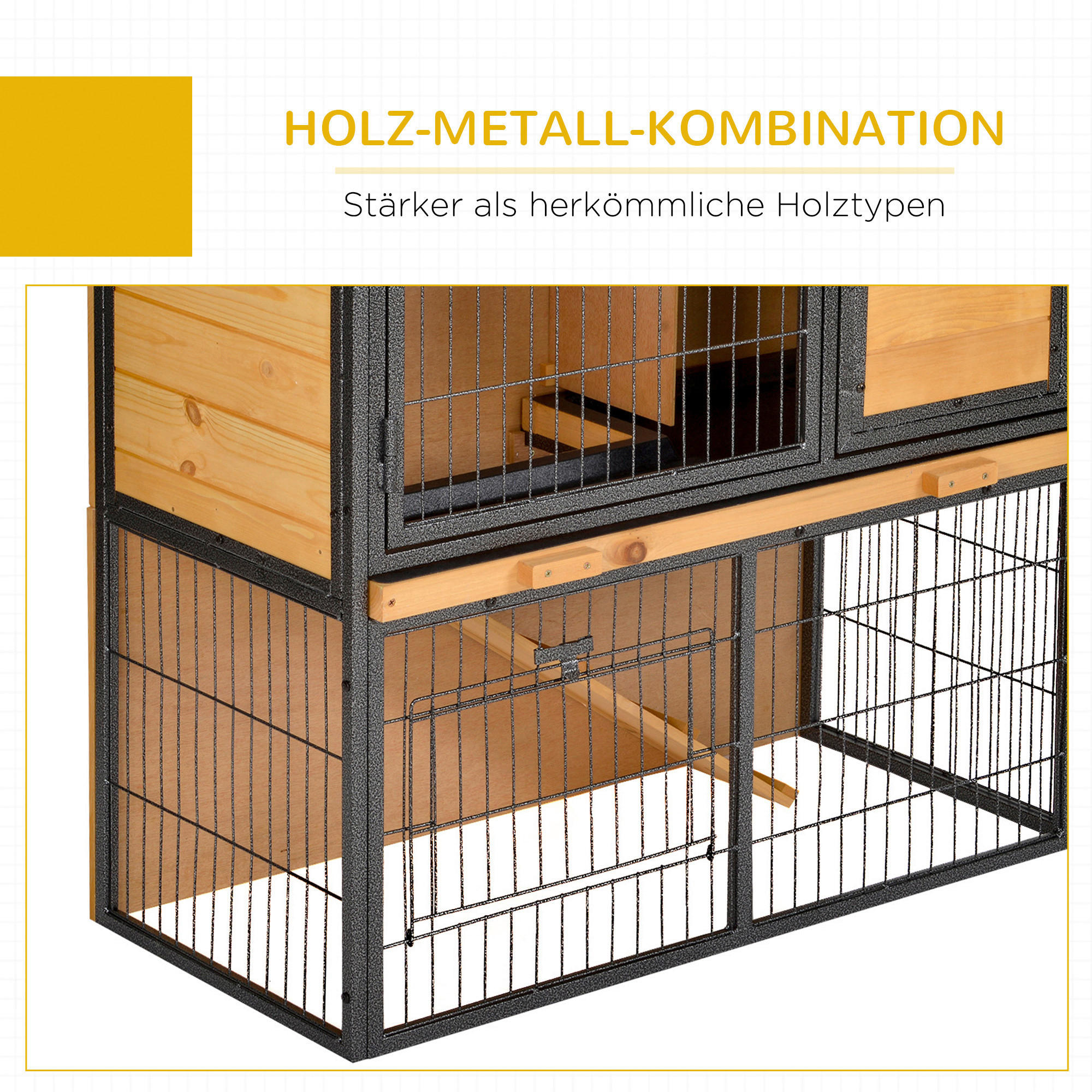 Thumbnail - PawHut Kleintierstall schwarz Holz B/H/L: ca. 45x81x89,5 cm