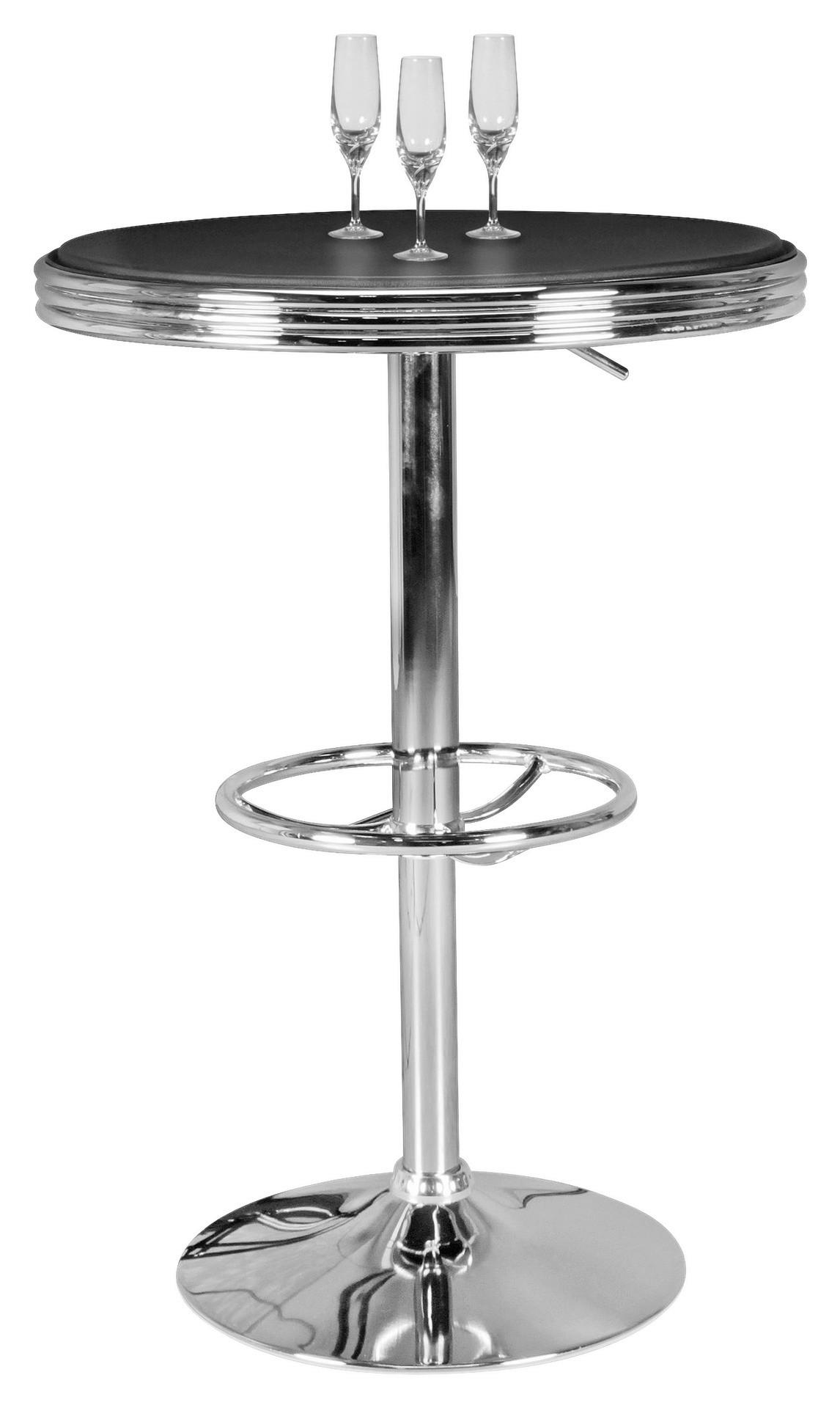 Bartisch schwarz matt silber glänzend Kunstleder B/H/T: ca. 60x68x60 cm Bartisch - schwarz/silber (60,00/68,00/60,00cm) - Wohnling