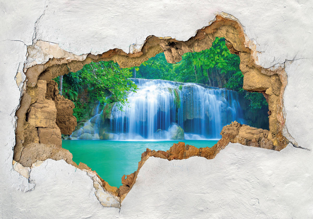Dekosticker Wasserfall bunt B/L: ca. 50x70 cm 2 tlg. Dekosticker Mauer Wasserfall - bunt (50,00/70,00cm)