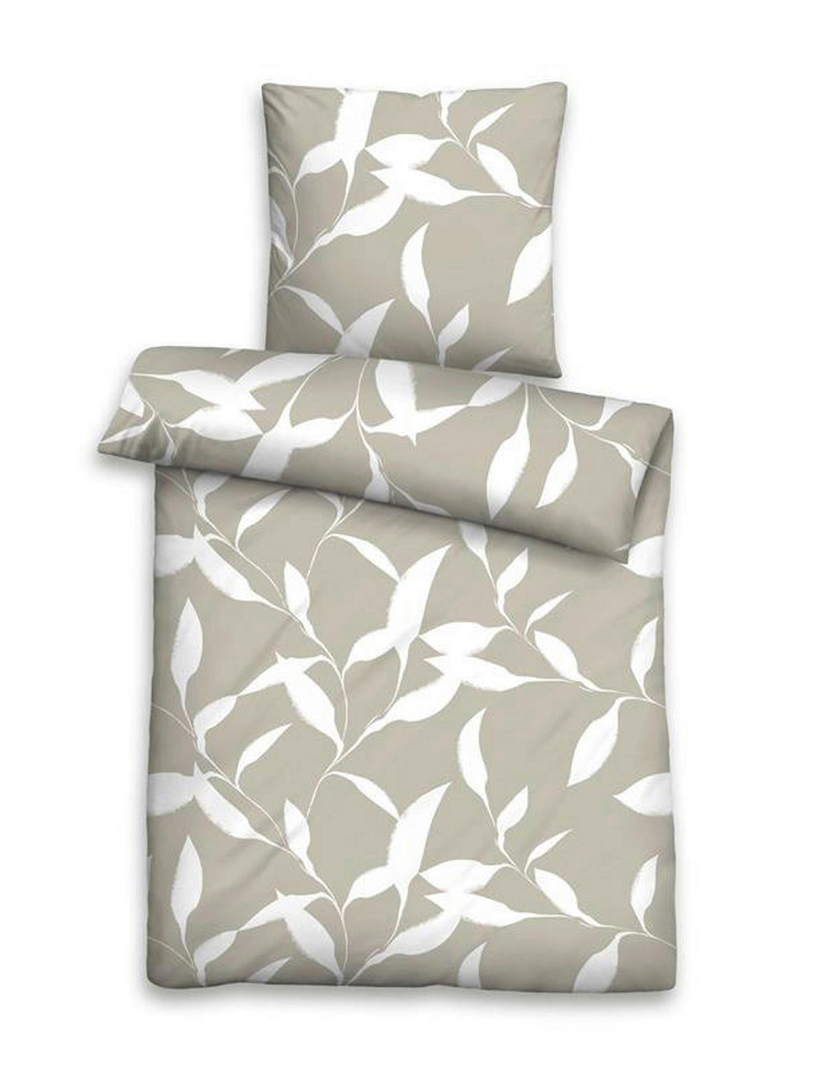 Seersucker Bettwäsche Bettwäsche_Micro-Seersucker Blätter - hellbeige/weiß (135,00/200,00cm)