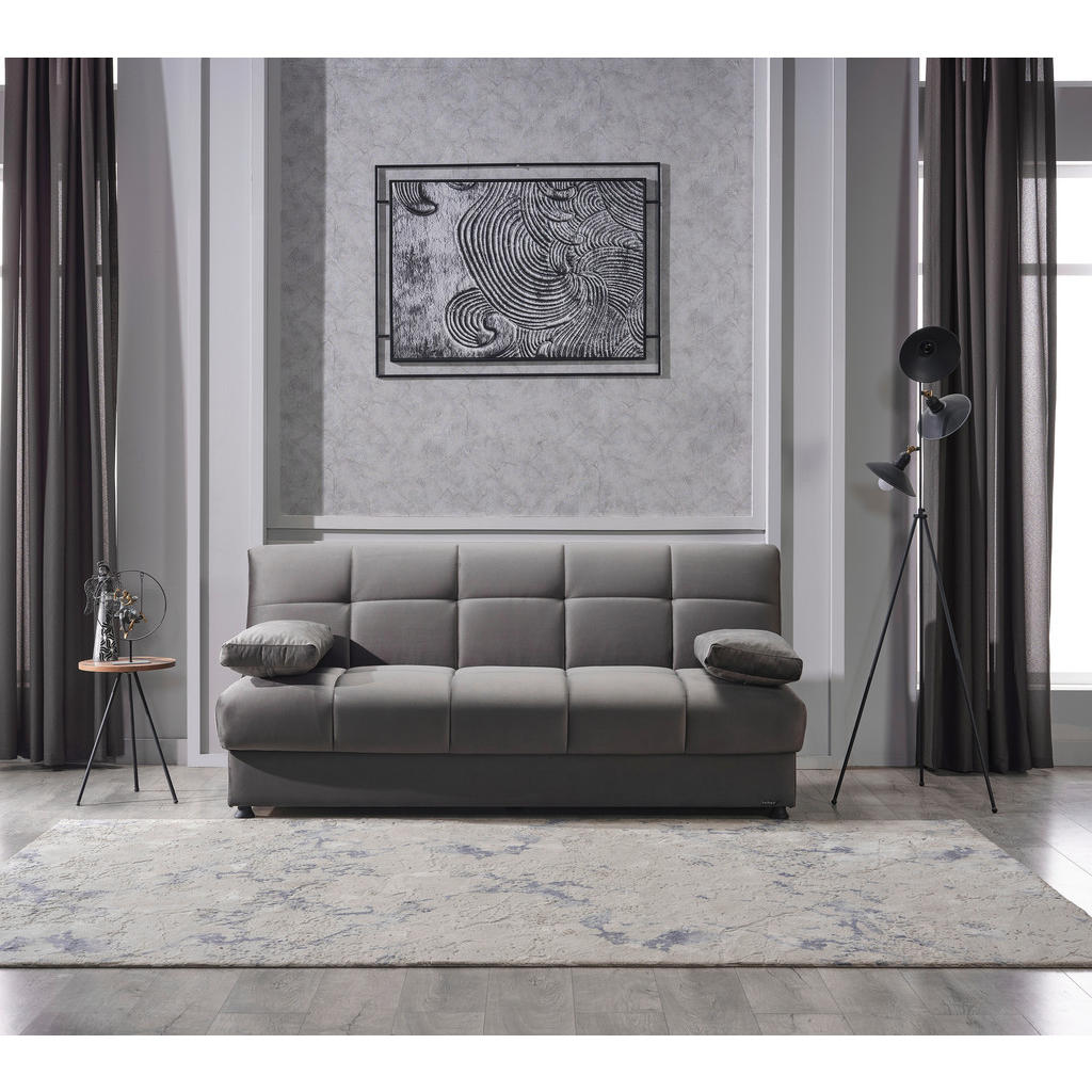 Thumbnail - Schlafsofa Alonso grau Microfaser B/H/T: ca. 199x90x86 cm