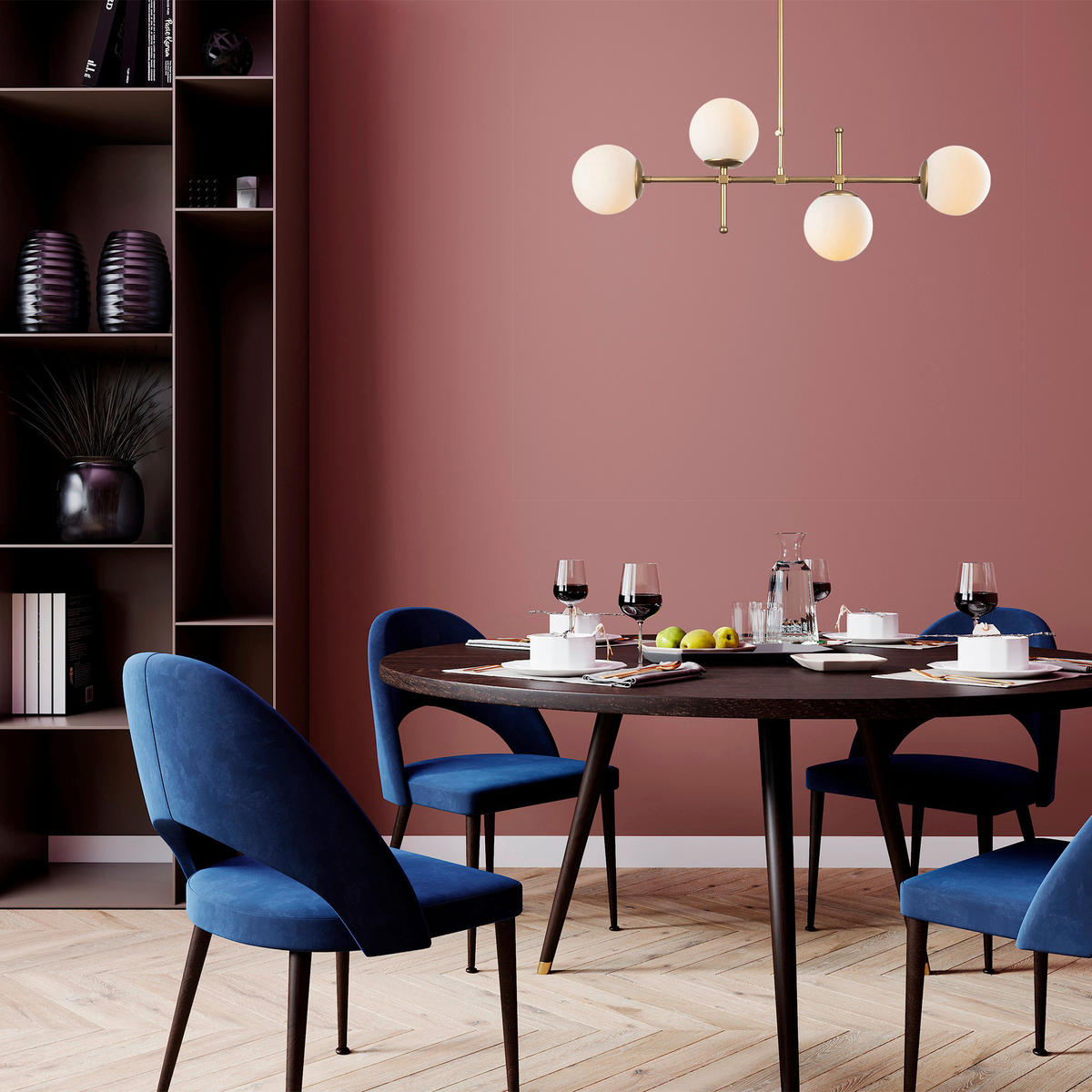 Opviq Pendelleuchte Mudon gold Glas B/H/T/L: ca. 108x82x15x108 cm E27 4 Brennstellen Mudon - gold (108,00/108,00/82,00cm) - Opviq