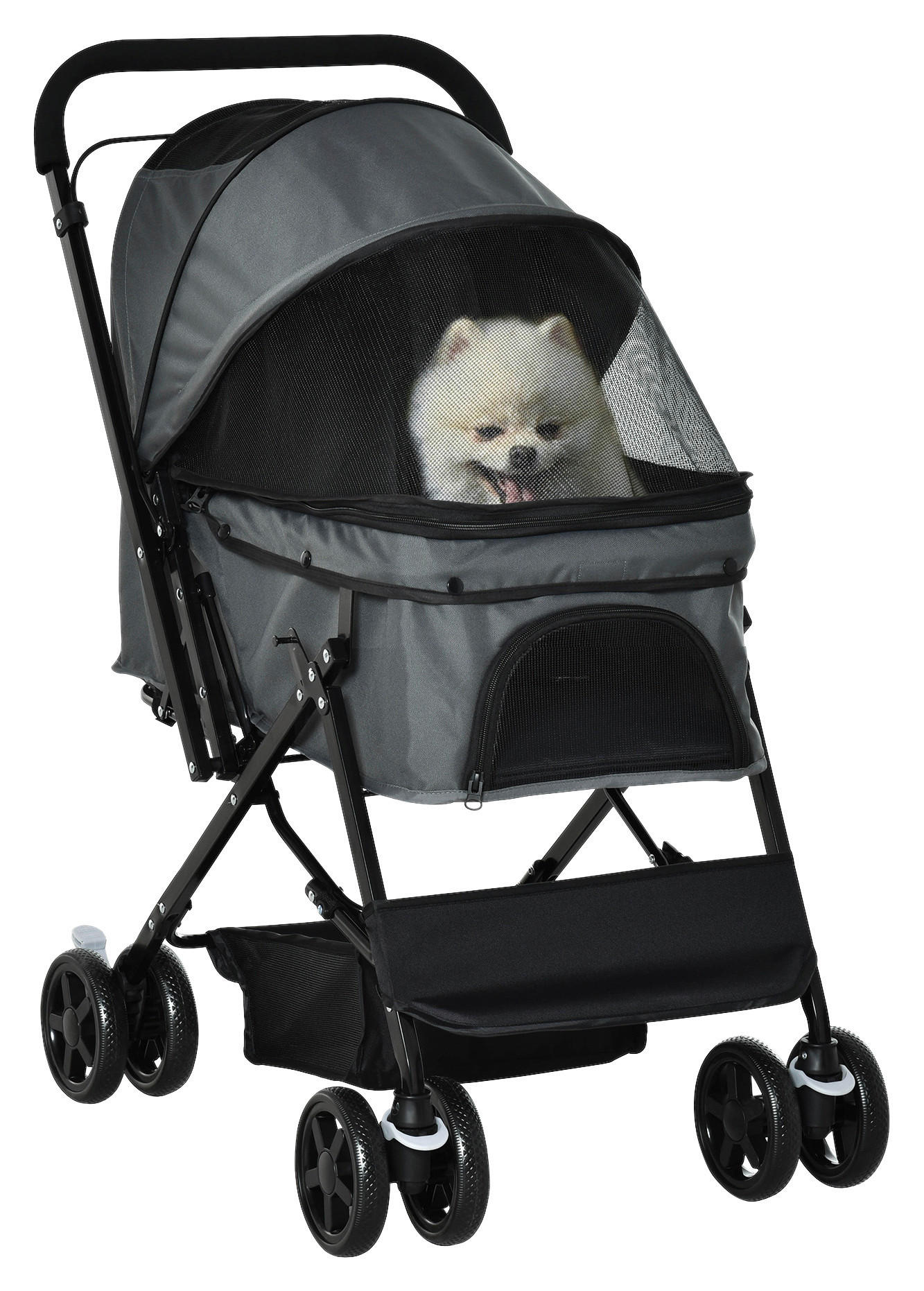 PawHut Hunde-Zubehör dunkelgrau Polypropylen B/H/L: ca. 52x76,5x95 cm Hundebuggy - dunkelgrau (95,00/52,00/76,50cm) - PawHut