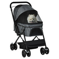 PawHut Hunde-Zubehör dunkelgrau Polypropylen B/H/L: ca. 52x76,5x95 cm Hundebuggy - dunkelgrau (95,00/52,00/76,50cm) - PawHut