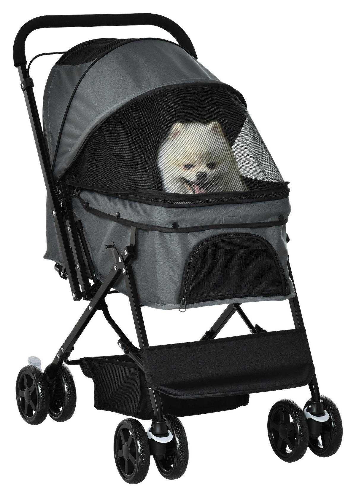 PawHut Hunde-Zubehör dunkelgrau Polypropylen B/H/L: ca. 52x76,5x95 cm Hundebuggy - dunkelgrau (95,00/52,00/76,50cm) - PawHut