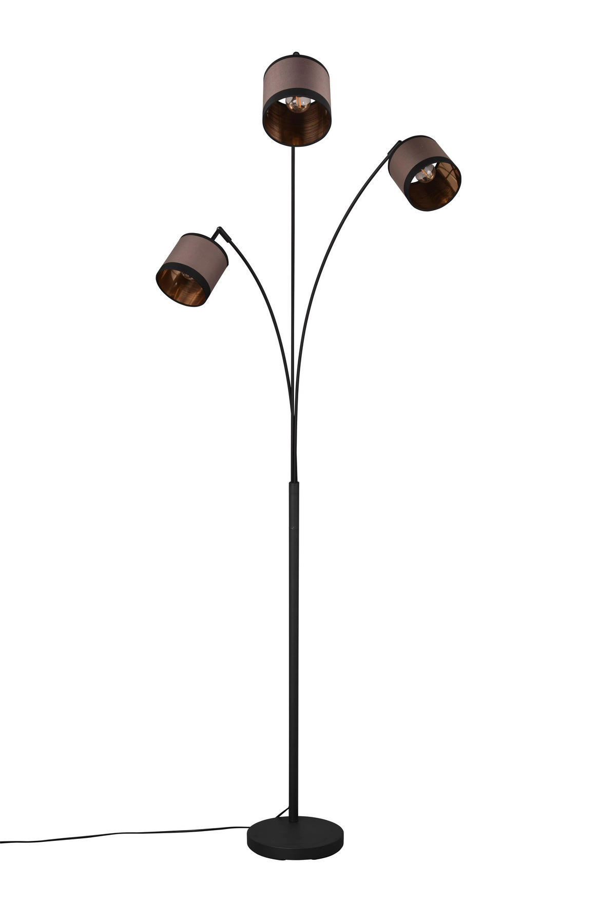 Reality Stehleuchte R41553041 Davos schwarz taupe Metall Stoff H/D: ca. 185x12 cm E14 3 Brennstellen Davos - schwarz/taupe (12,00/185,00cm) - Reality