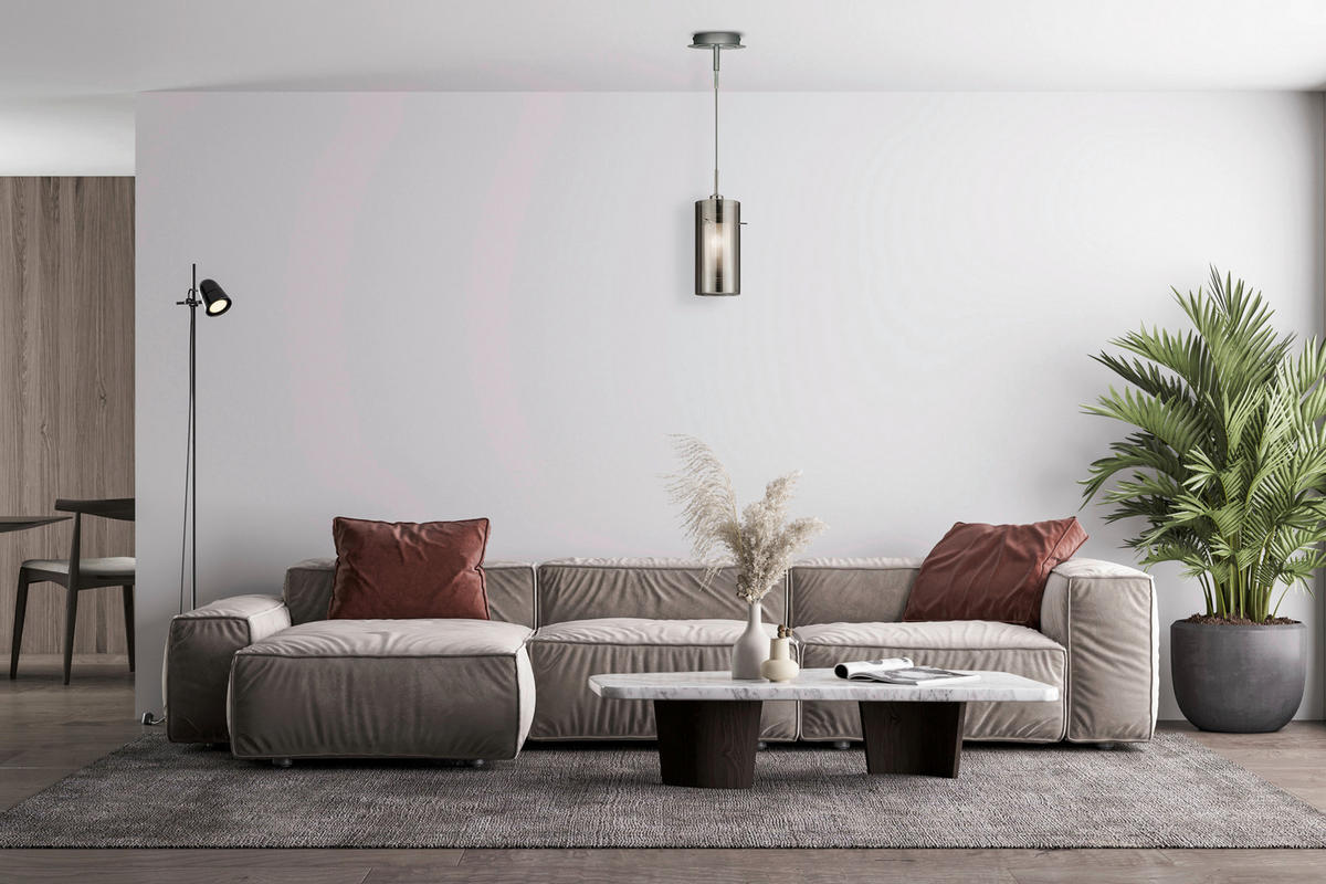 Searchlight Pendelleuchte silber Glas Stahl B/H/L/D: ca. 13x120x13x13 cm E14 1 Brennstellen Duo 2 - silber (13,00/13,00/120,00cm) - Searchlight