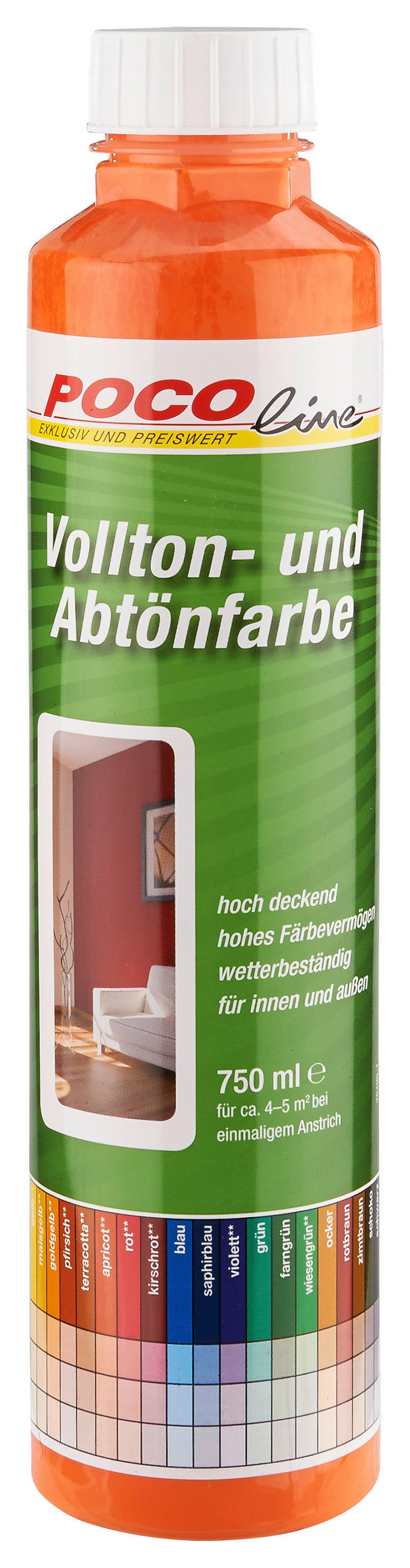 POCOline Vollton- und Abtönfarbe apricot ca. 0,75 l Voll+Abtönfarbe 750ml apricot - apricot (750ml) - POCOline
