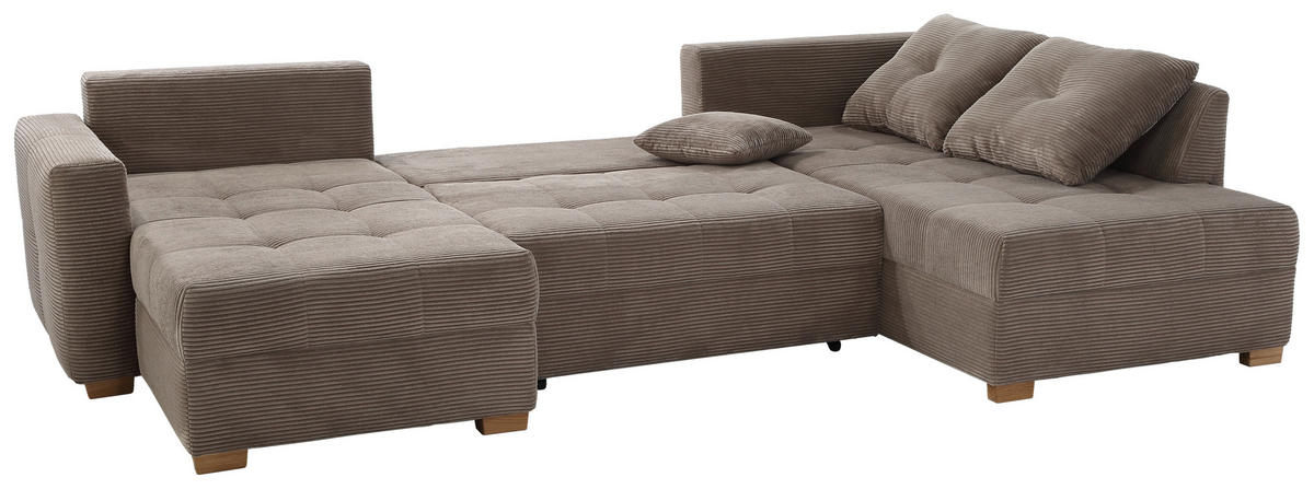 Wohnlandschaft taupe Microfaser B/H/T: ca. 313x92x200 cm Abby_Wohnlandschaft - Eiche/taupe (313,00/92,00/200,00cm)