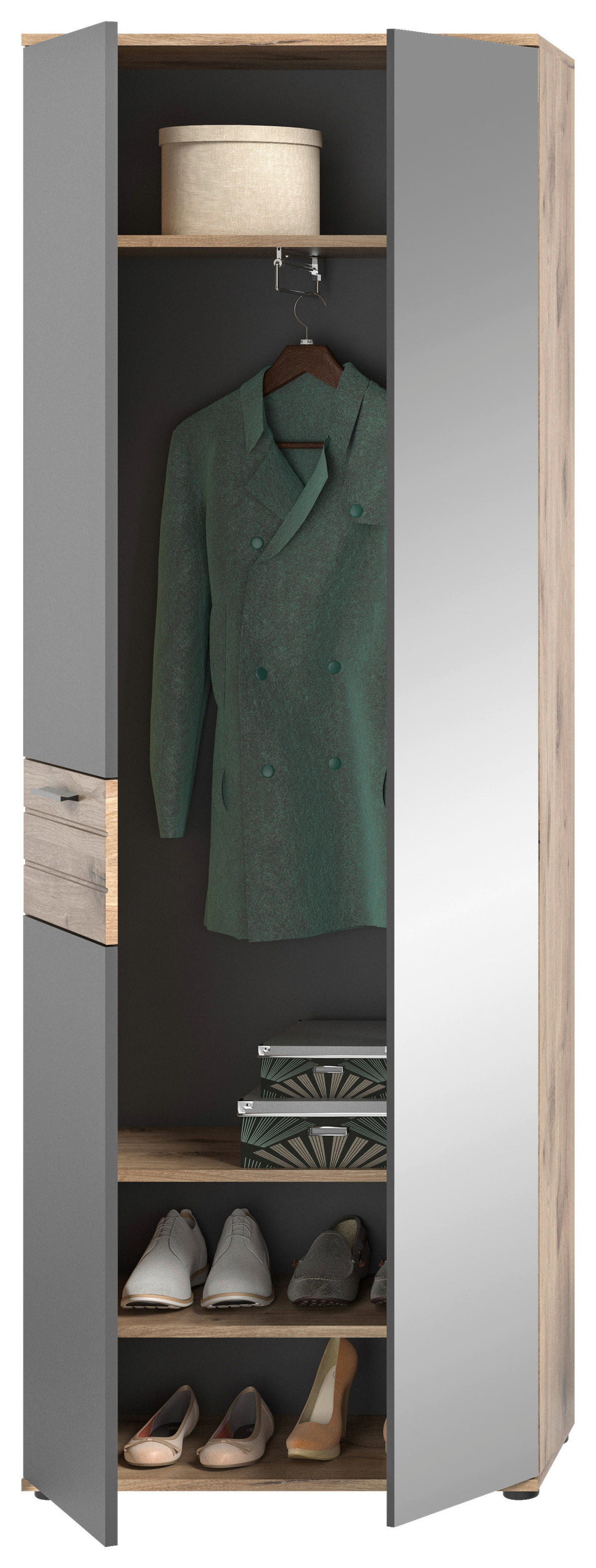 Garderobenschrank Mason Nox Oak Nachbildung dunkelgrau B/H/T: ca. 70x200x37 cm Mason - dunkelgrau (70,00/200,00/37,00cm)