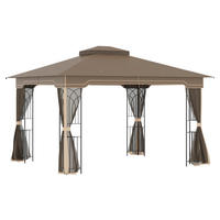 Outsunny Pavillon braun Metall B/H/L: ca. 300x270x365 cm Pavillon - braun/beige (365,00/300,00/270,00cm) - Outsunny