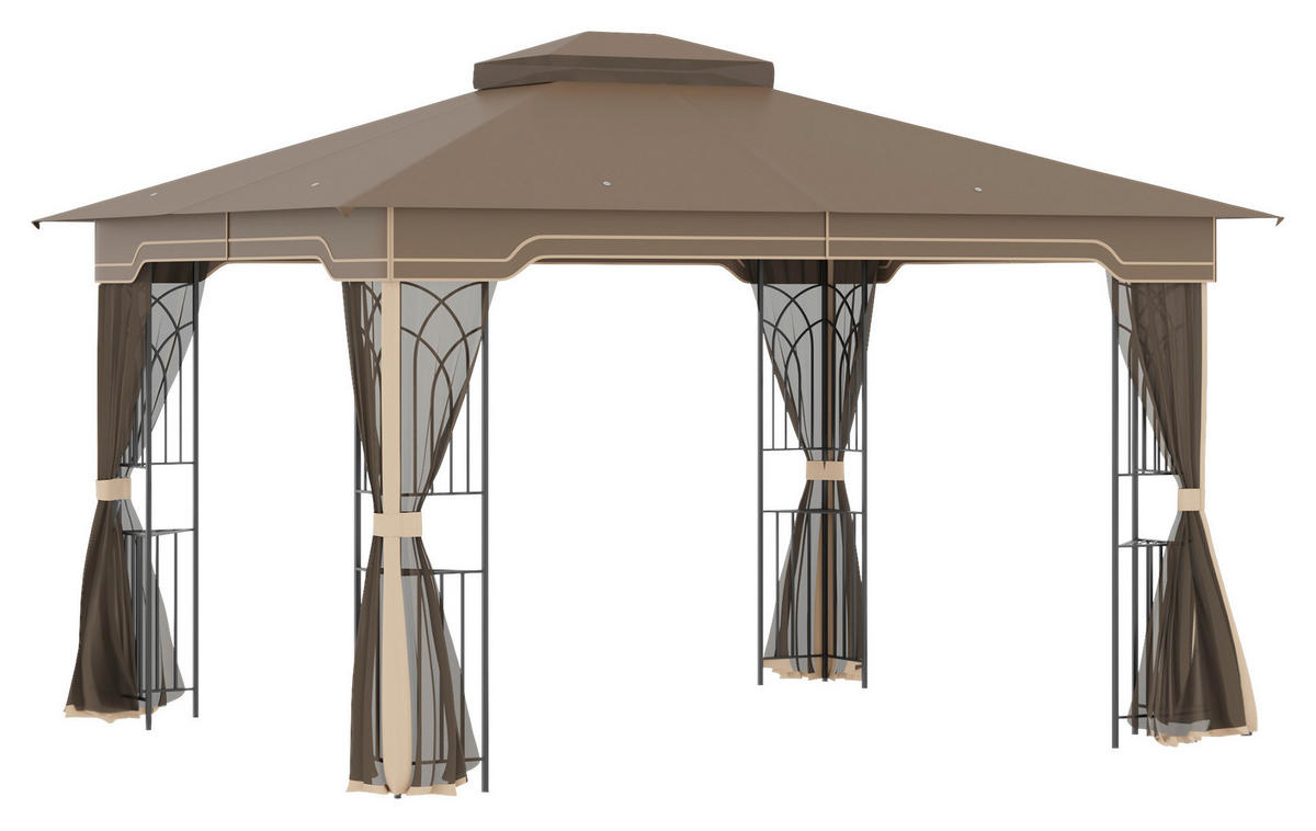 Outsunny Pavillon braun Metall B/H/L: ca. 300x270x365 cm Pavillon - braun/beige (365,00/300,00/270,00cm) - Outsunny