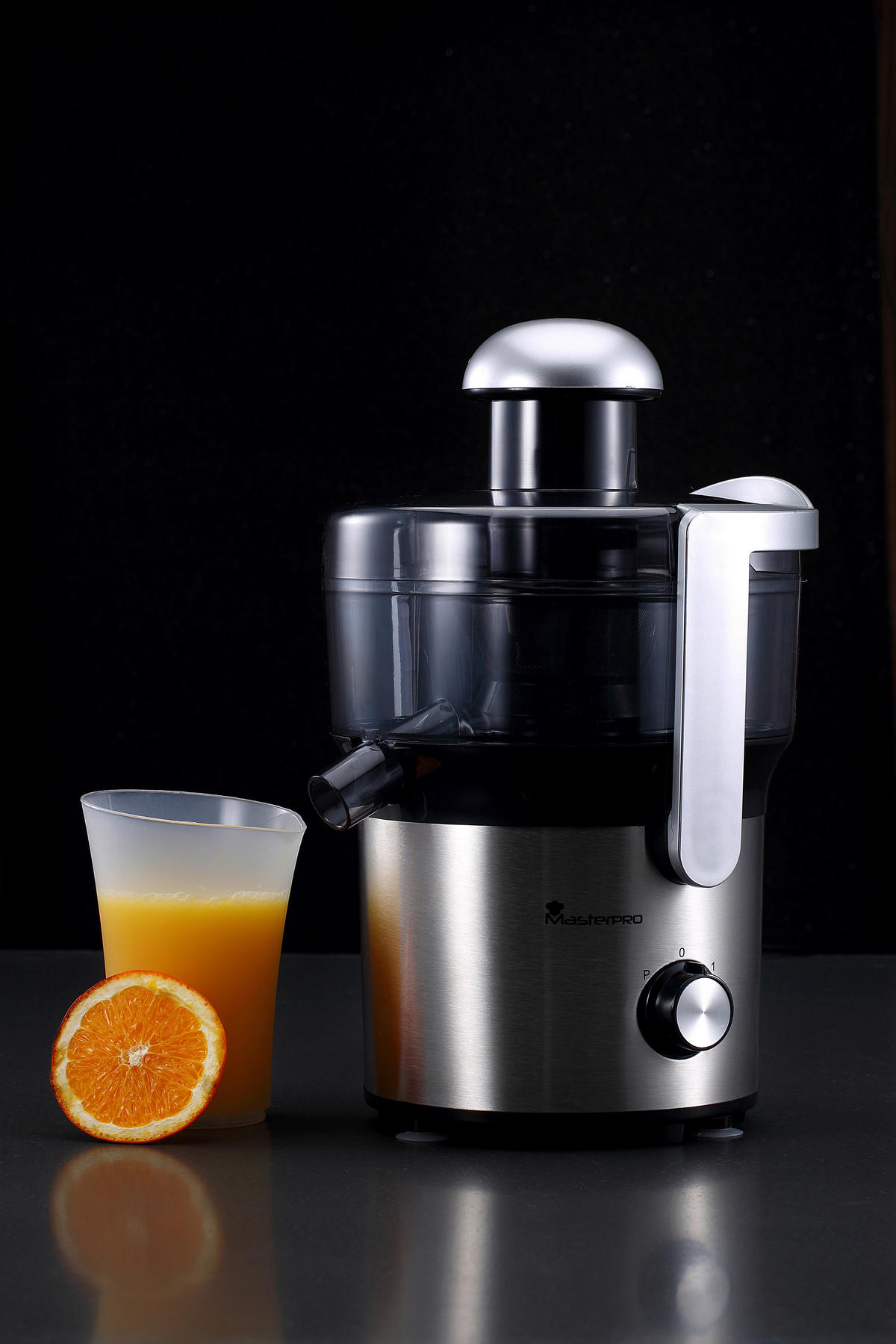MASTERPRO Entsafter silber Edelstahl Kunststoff B/H/T: ca. 22x34,2x22,4 cm ca. 0,3 l Foodies BGMP-9001 - schwarz/silber (22,00/34,20/22,40cm) - MASTERPRO