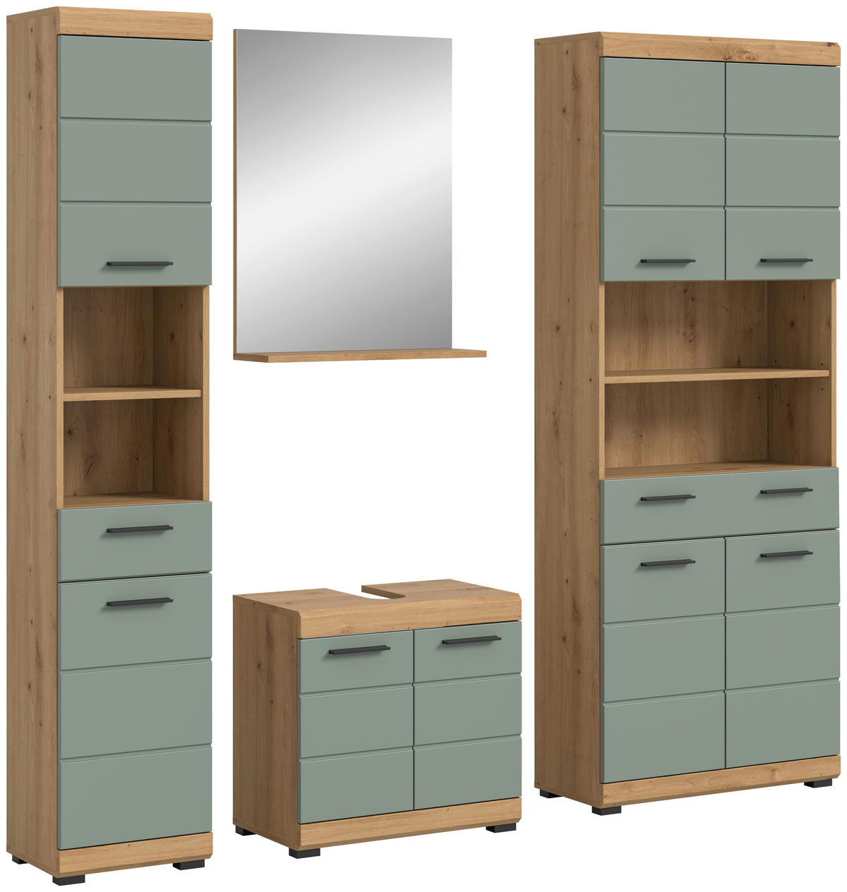 Badezimmer-Set Scout Eiche Artisan Nachbildung salbei Nachbildung B/H/T: ca. 186x191x34 cm Scout - Eiche/salbei (186,00/191,00/34,00cm) - xonox.home