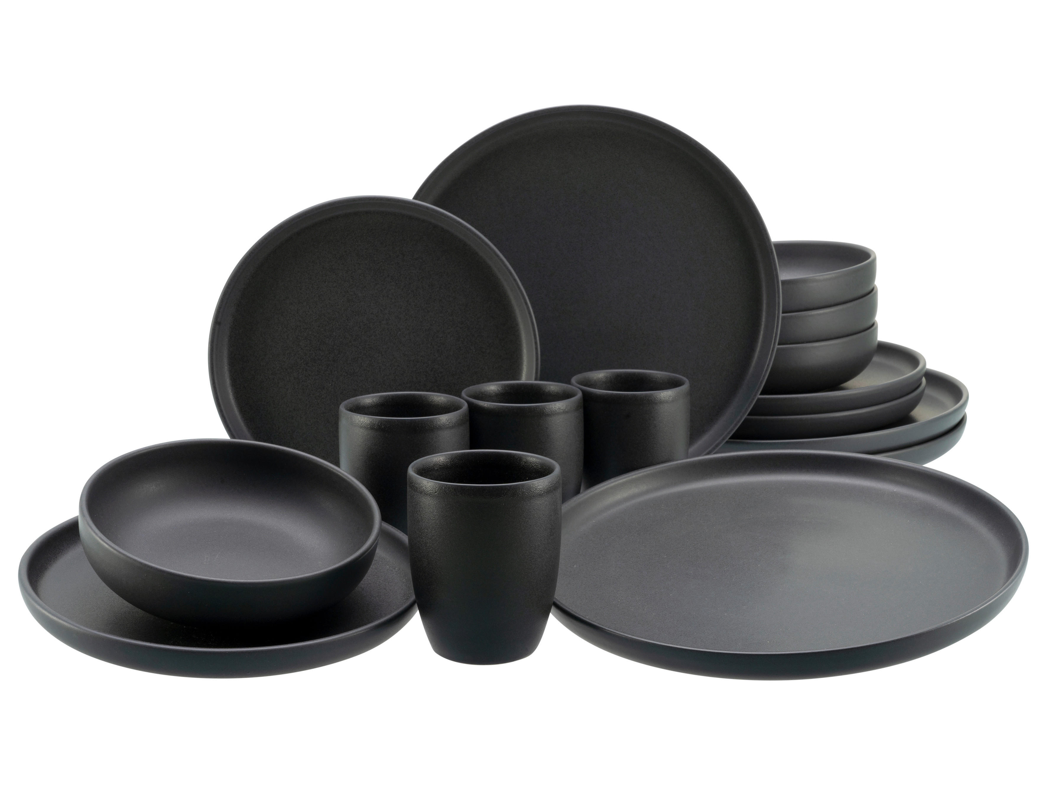 CreaTable Kombiservice Uno BLACK schwarz Steinzeug 16 tlg. Uno BLACK - schwarz - CreaTable
