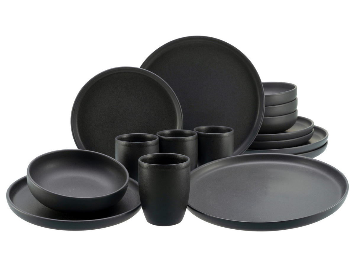 CreaTable Kombiservice Uno BLACK schwarz Steinzeug 16 tlg. Uno BLACK - schwarz - CreaTable