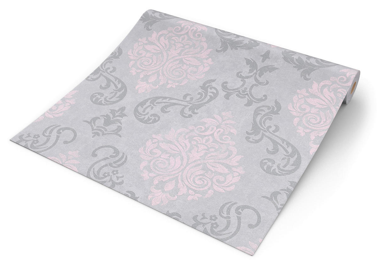 Vliestapete Ornament grau rosa B/L: ca. 53x1005 cm Vliestapete_95372-6 - rosa/grau (53,00/1005,00cm)