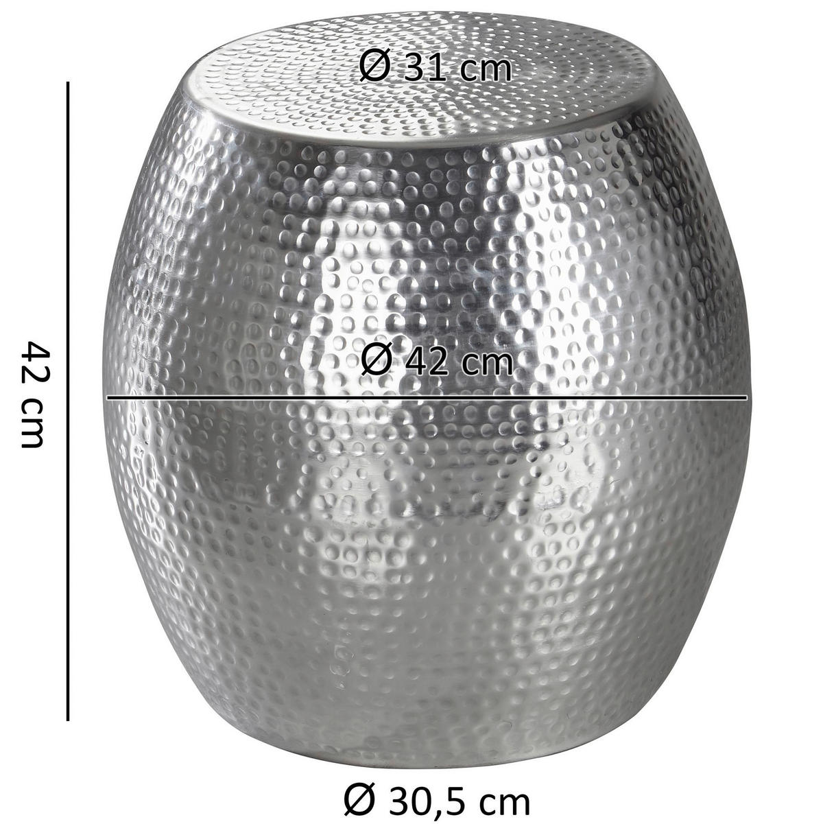 Beistelltisch silber lackiert Aluminium B/H/T: ca. 42x42x42 cm Beistelltisch - silber (42,00/42,00/42,00cm) - Wohnling