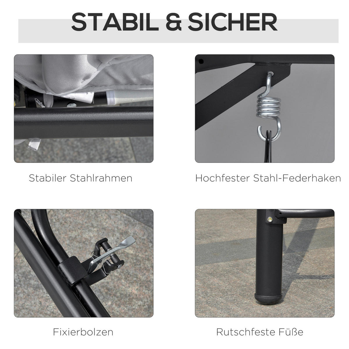 Outsunny Hollywoodschaukel grau Metall B/H/L: ca. 114x170x209 cm Hollywoodschaukel - grau (209,00/114,00/170,00cm) - Outsunny