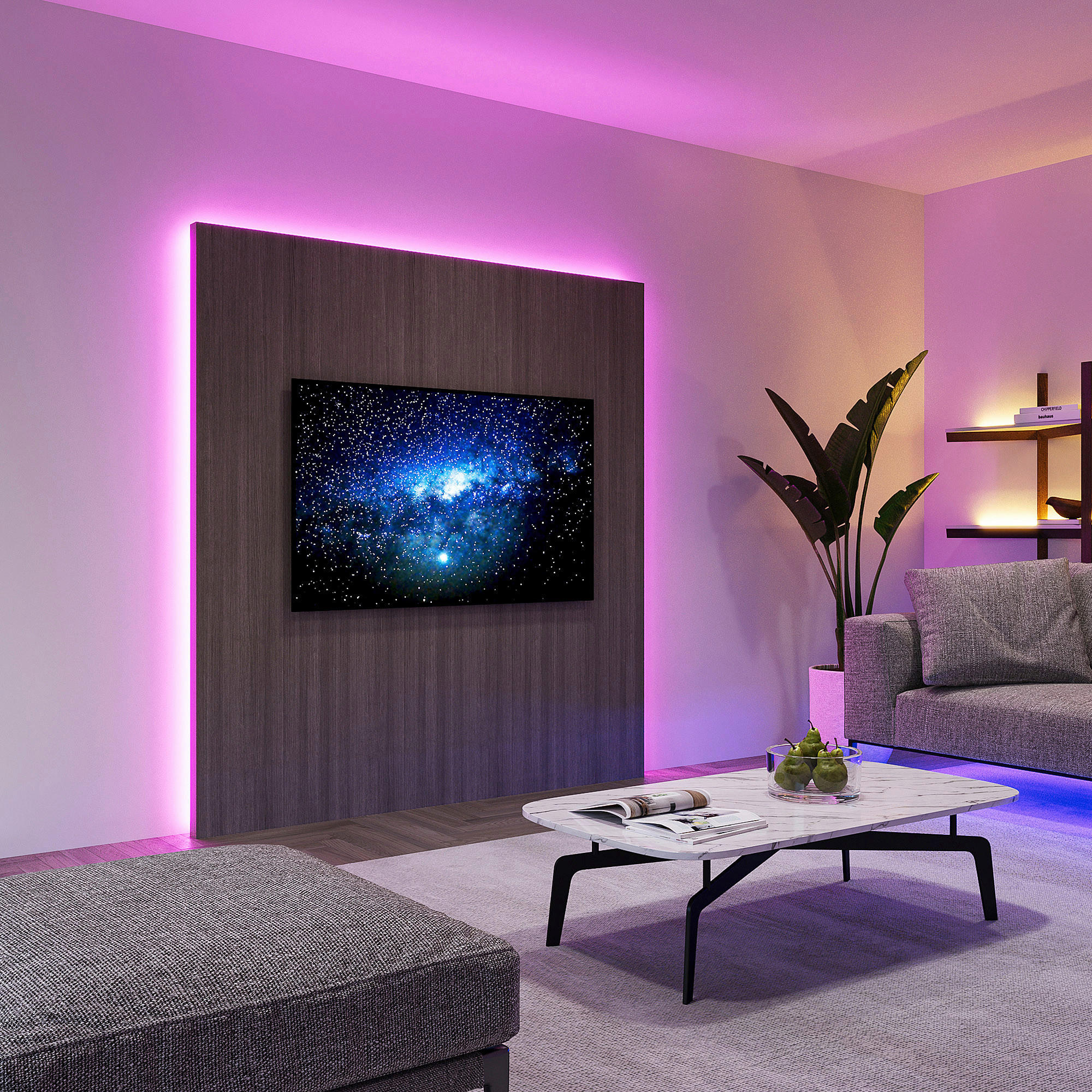 Lichtband schwarz Kunststoff B/L: ca. 1x300 cm LED-Lichtband_Screen - schwarz (1,00/300,00cm)