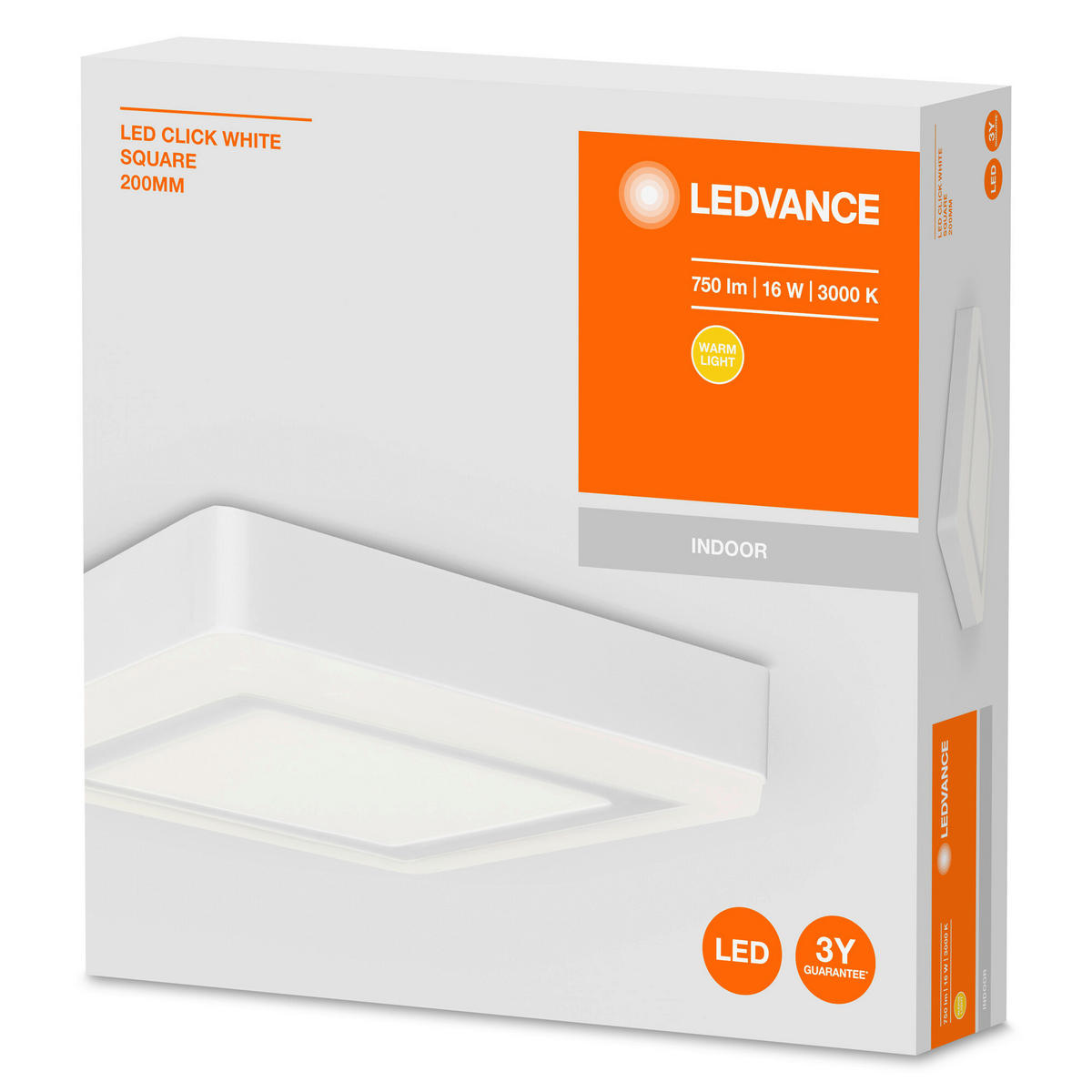 LEDVANCE LED-Wand-/Deckenleuchte 260535 weiß Aluminium Kunststoff B/H/L: ca. 19,8x3,8x19,8 cm Click White Square - weiß (19,80/19,80/3,80cm) - LEDVANCE