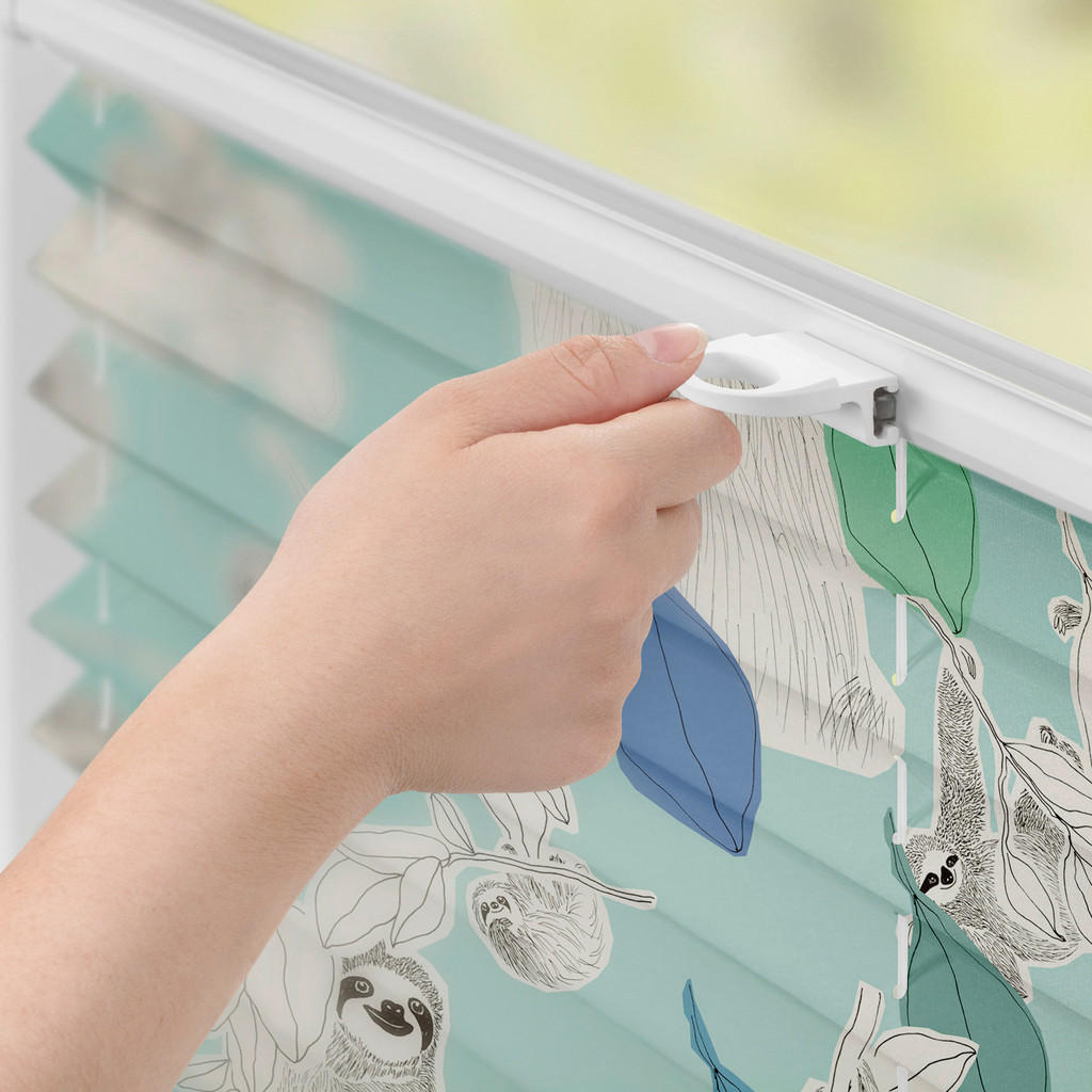 Thumbnail - LICHTBLICK Spannplissee Sloths on Turquoise grün B/L: ca. 60x130 cm