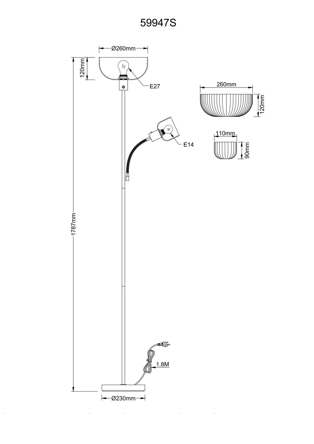GLOBO Stehleuchte sand Metall Kunststoff B/H/L: ca. 14,5x67,5x33 cm 2 Brennstellen Stehleuchte-Hinton - sand (33,00/14,50/67,50cm) - GLOBO