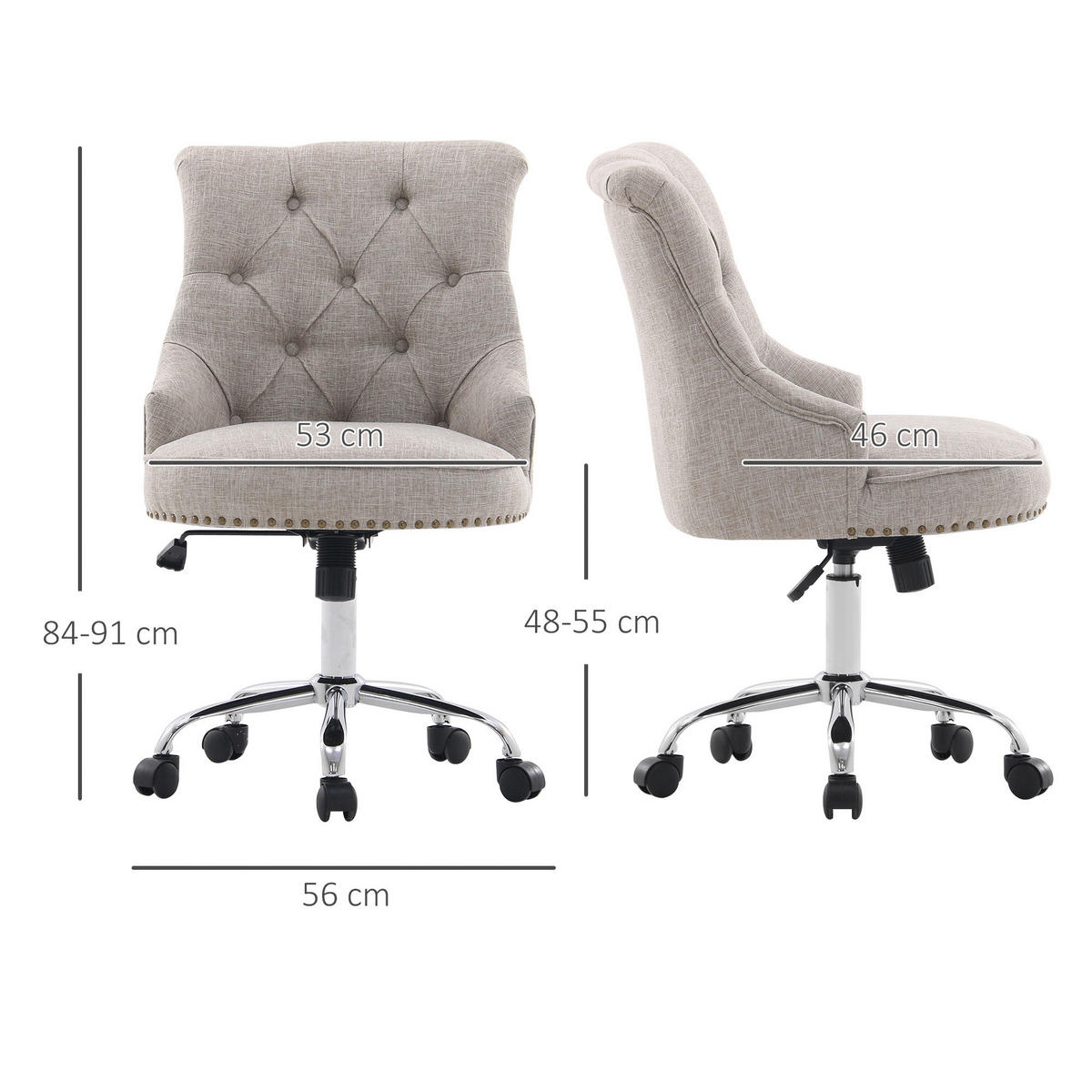 Drehstuhl 836-117 grau 836-117 - grau (54,00/84,00/65,50cm) - HOMCOM
