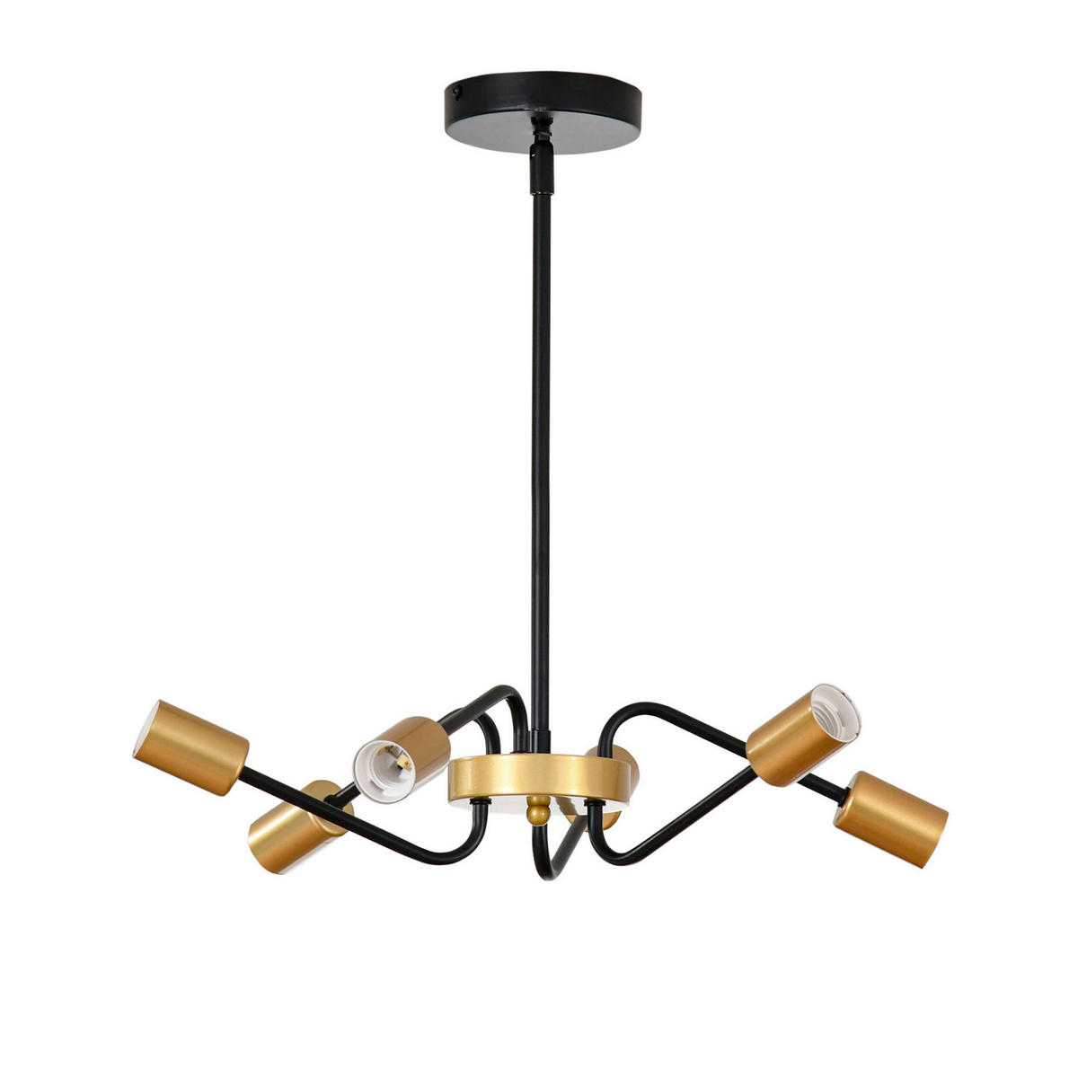 HOMCOM Pendelleuchte gold schwarz Metall B/H/T: ca. 48x120x48 cm Pendelleuchte B31-278 - gold/schwarz (48,00/120,00/48,00cm) - HOMCOM