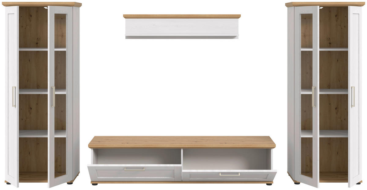 Wohnwand VERONA Lärche Nachbildung Eiche Nachbildung B/H/T: ca. 336x161x40 cm VERONA - Eiche/Lärche (336,00/161,00/40,00cm) - xonox.home