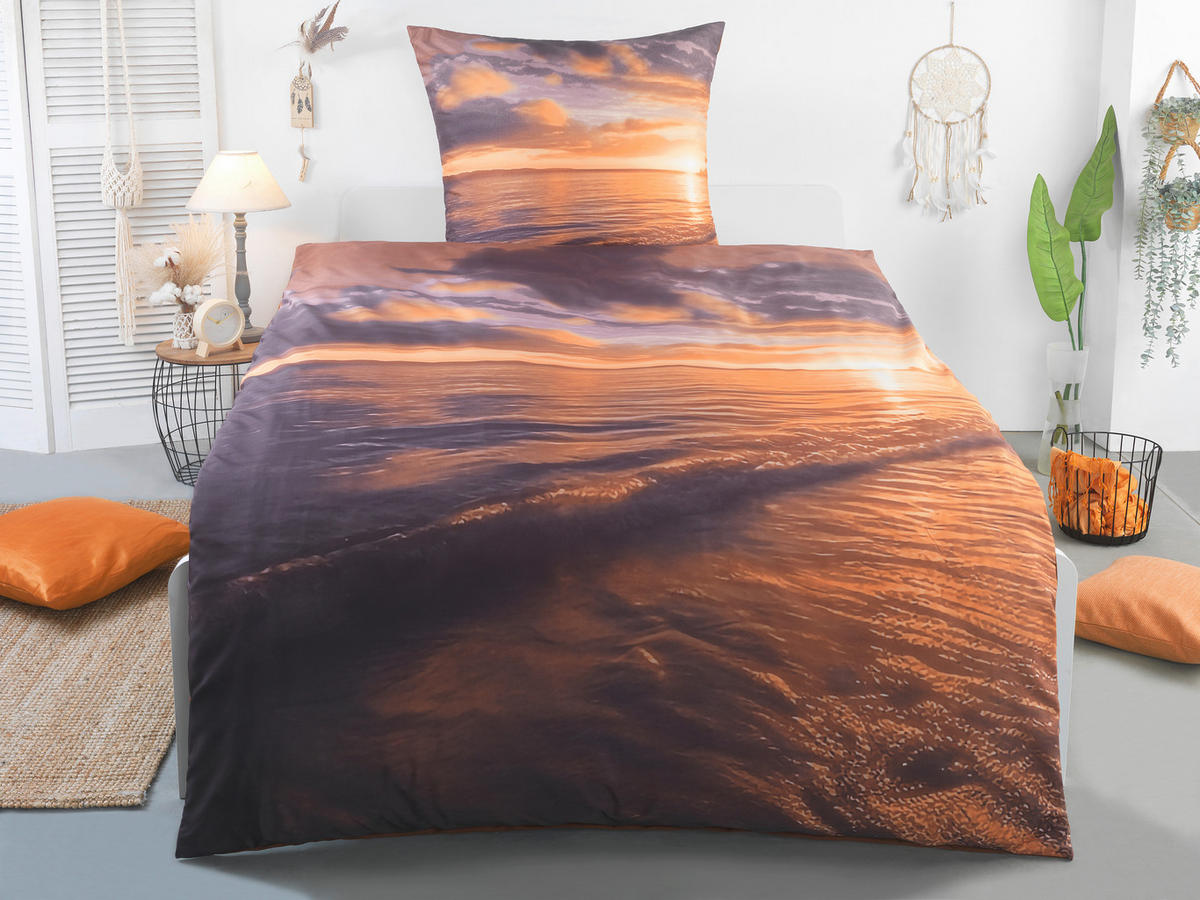 Microfaser Bettwäsche Wendebettwäsche_Microfaser Sonne - orange (135,00/200,00cm)