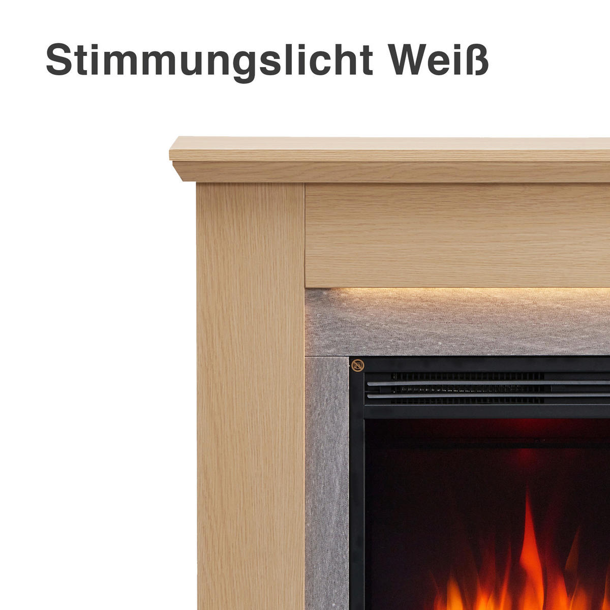 Balderia Elektrischer Kamin Typhon hellbraun MDF Metall B/H/T: ca. 121x88,3x25 cm ca. 2000 W Elekt.-Kamin TyphonEF376A-MT376B-NO - hellbraun (121,00/88,30/25,00cm) - Balderia