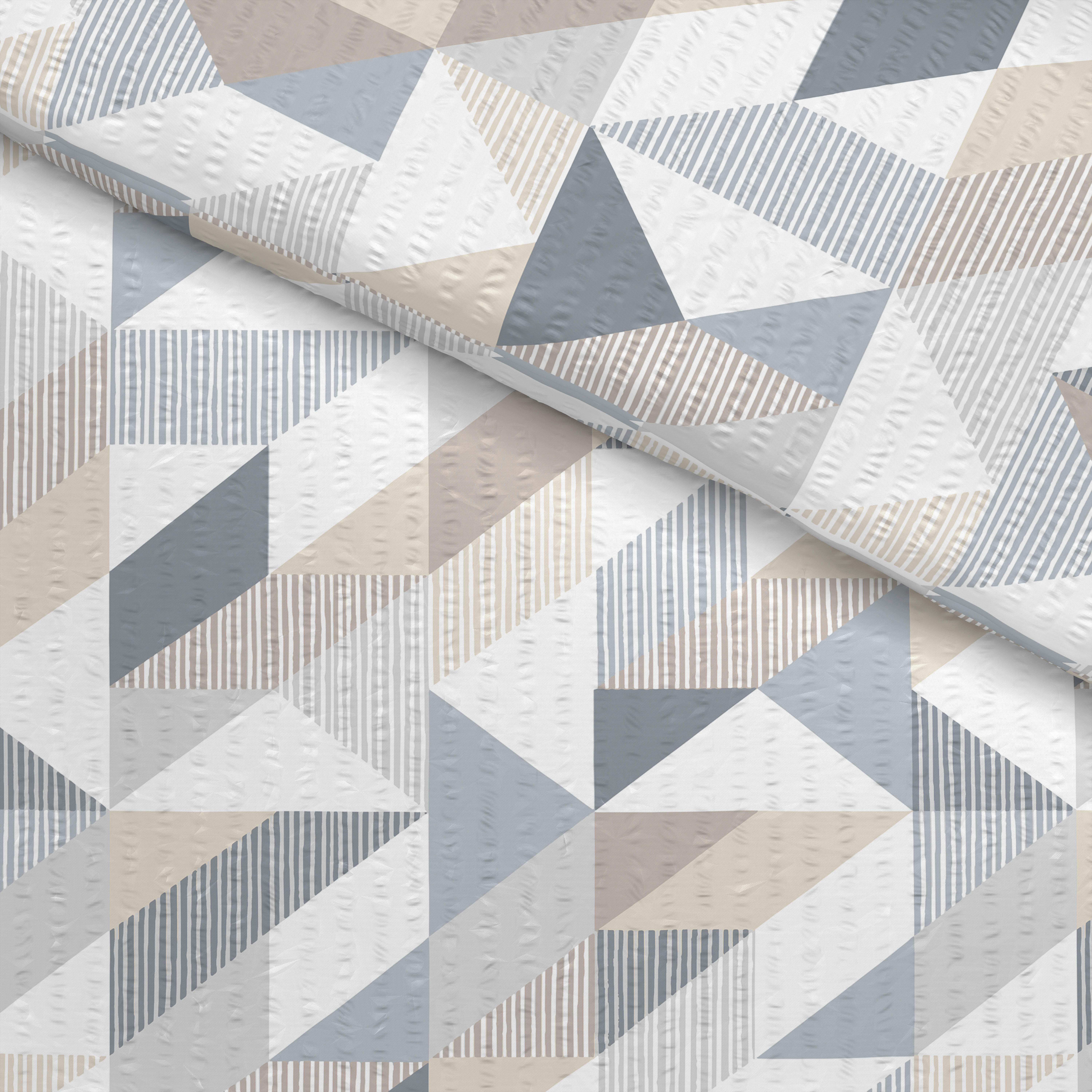 Baumwoll Bettwäsche Seersucker Bettwäsche_Seersucker grafisch grau - grau (135,00/200,00cm) - CASTELL