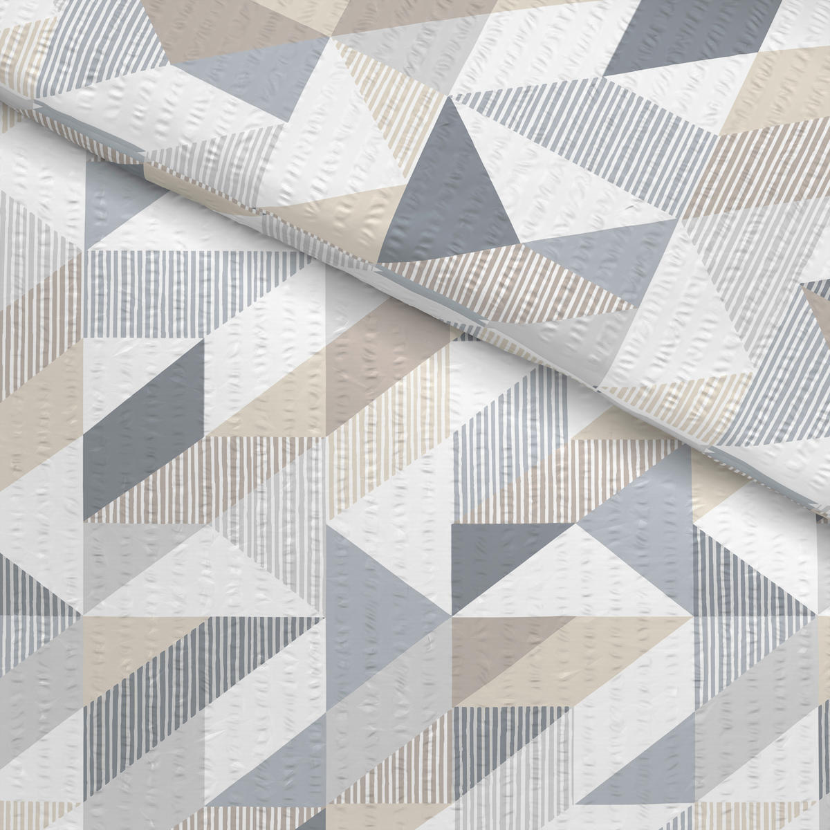 Baumwoll Bettwäsche Seersucker Bettwäsche_Seersucker grafisch grau - grau (135,00/200,00cm) - CASTELL