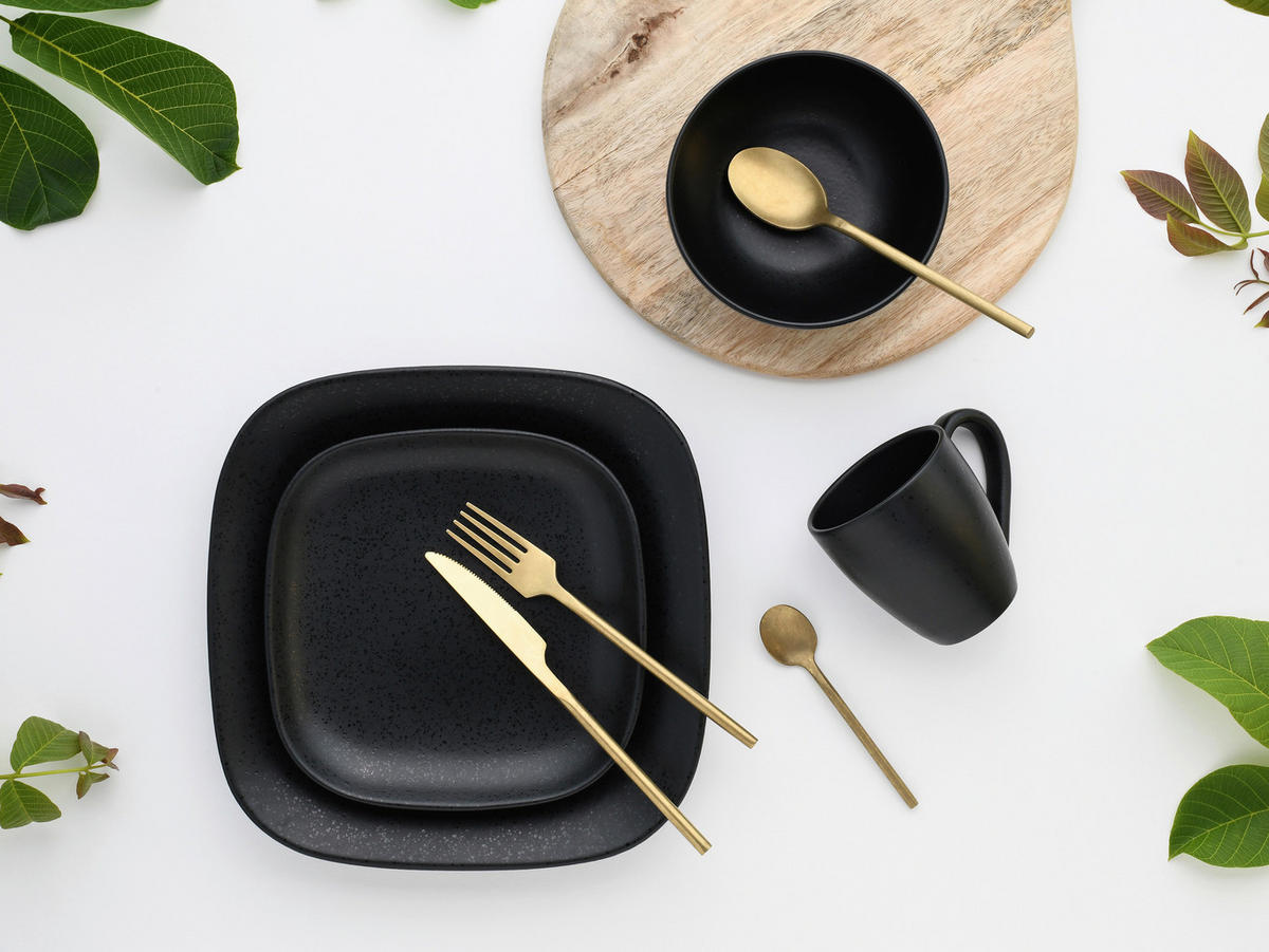 CreaTable Kombiservice Magic Black Square schwarz Steinzeug 16 tlg. Magic Black Square - schwarz - CreaTable