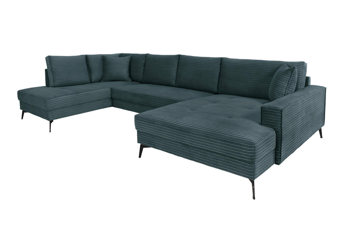 Wohnlandschaft Zero azur Microfaser B/H/T: ca. 362x86x195 cm Zero - schwarz/azur (362,00/86,00/195,00cm)