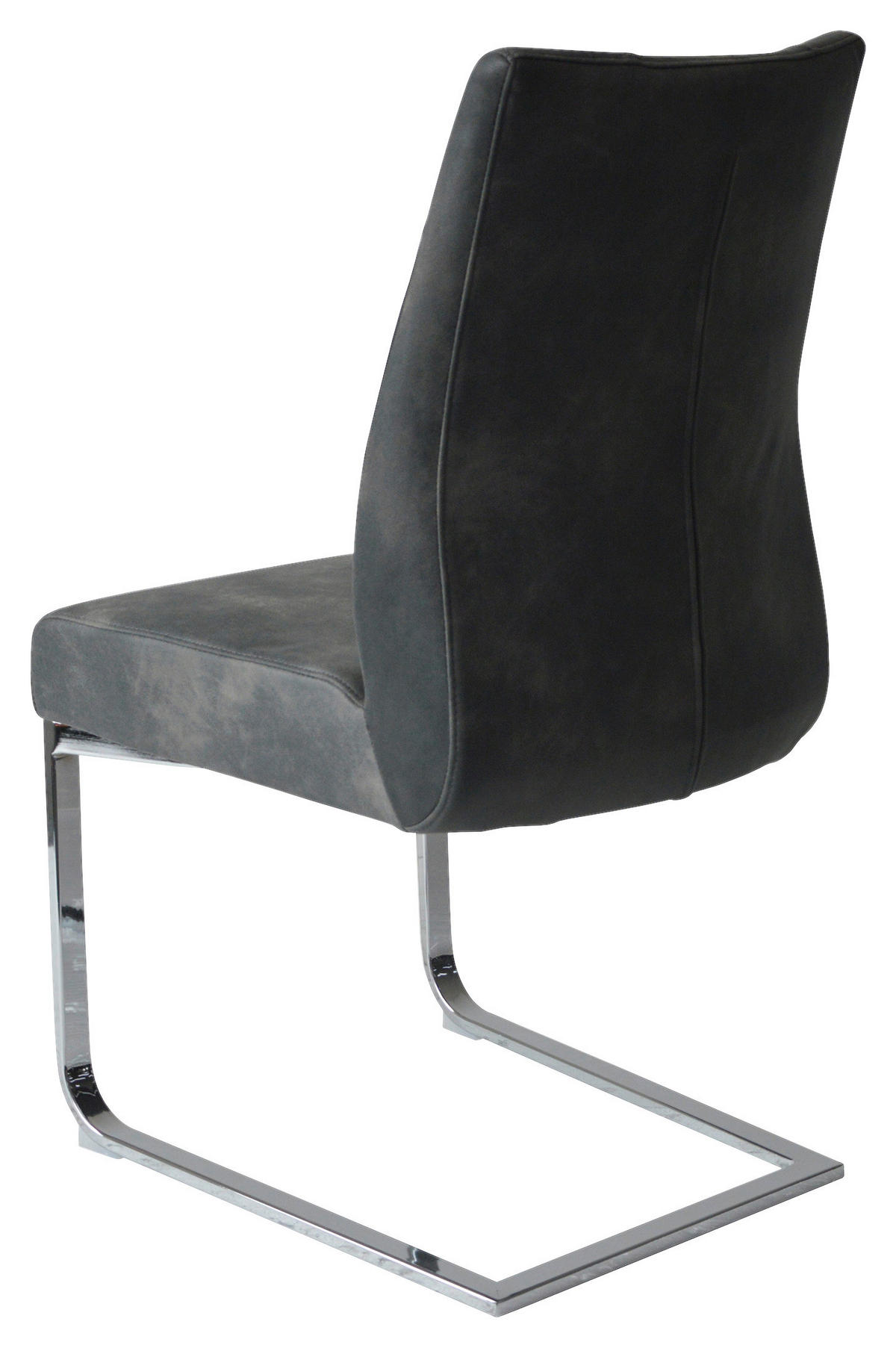 Schwingstuhl MARLEN-XXL  2er-Set anthrazit Vintage Chrom Stoff Metall B/H/T: ca. 72x96x80 cm MARLEN-XXL  2er-Set - Chrom/anthrazit (72,00/96,00/80,00cm) - byLIVING