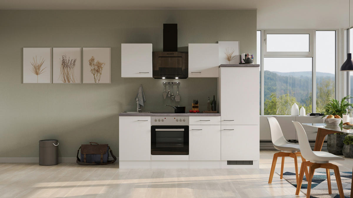 Küchenblock Vita weiß matt B/H/T: ca. 220x200x60 cm Vita - Beton/weiß (220,00/200,00/60,00cm) - Flex-Well