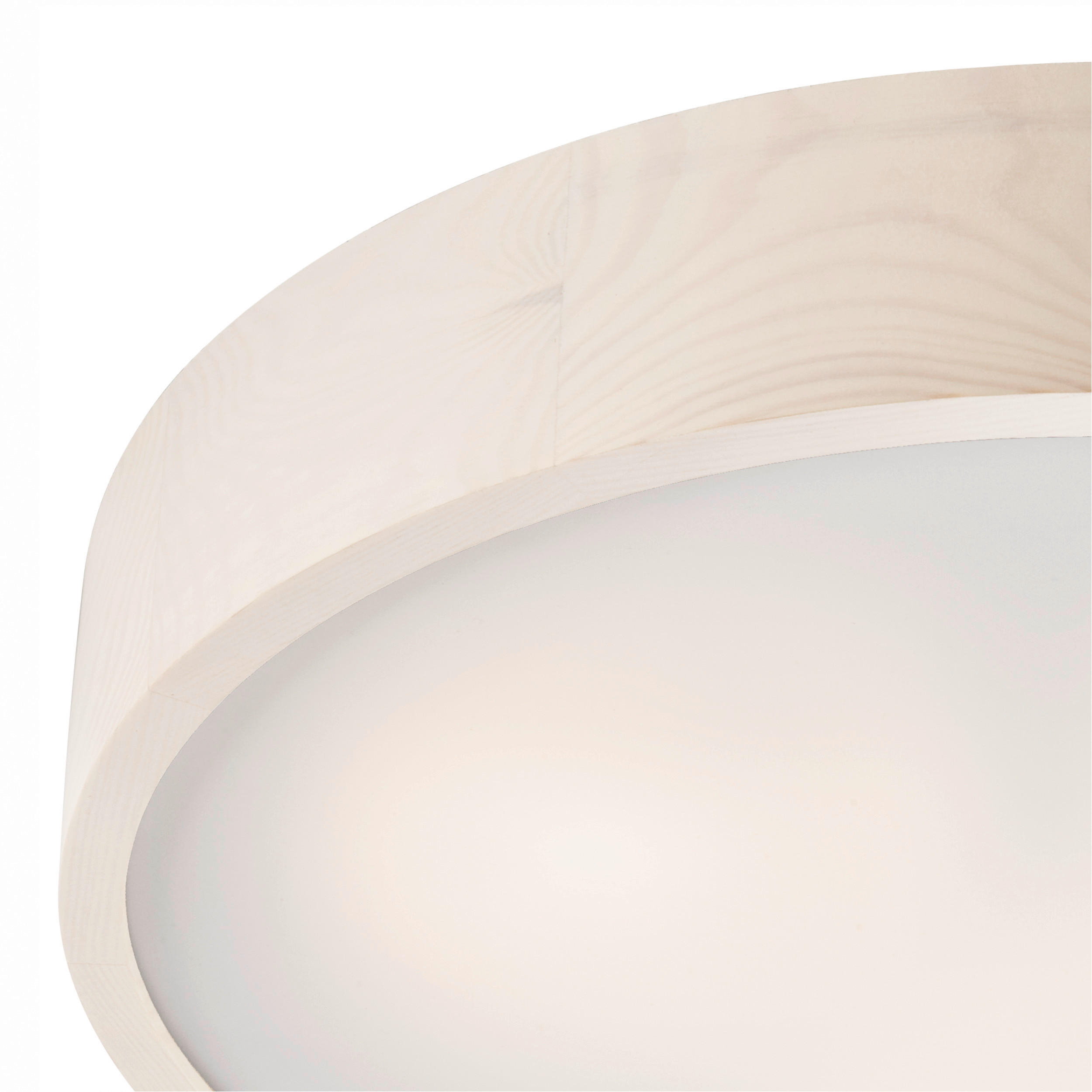 Thumbnail - Lamkur Deckenleuchte weiß Glas Holz B/H/L: ca. 48,5x12x48,5 cm 3 Brennstellen