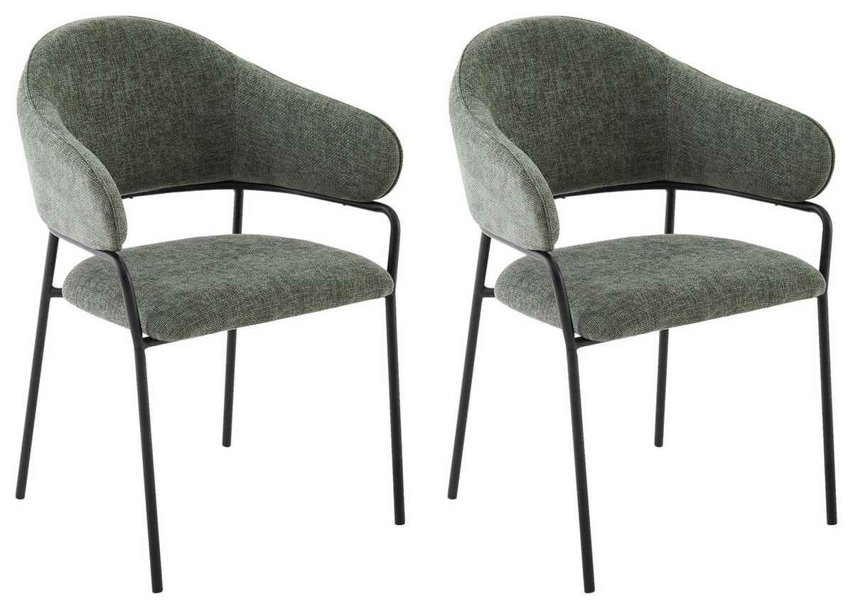 Stuhl CURVE schwarz grün Metall Stoff B/H/T: ca. 60x86x58 cm CURVE - schwarz/grün (60,00/86,00/58,00cm) - byLIVING