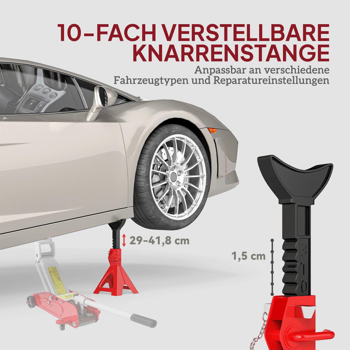 HOMCOM Unterstellbock B/H/L: ca. 18x29x19 cm Unterstellbock - rot (19,00/18,00/29,00cm) - HOMCOM