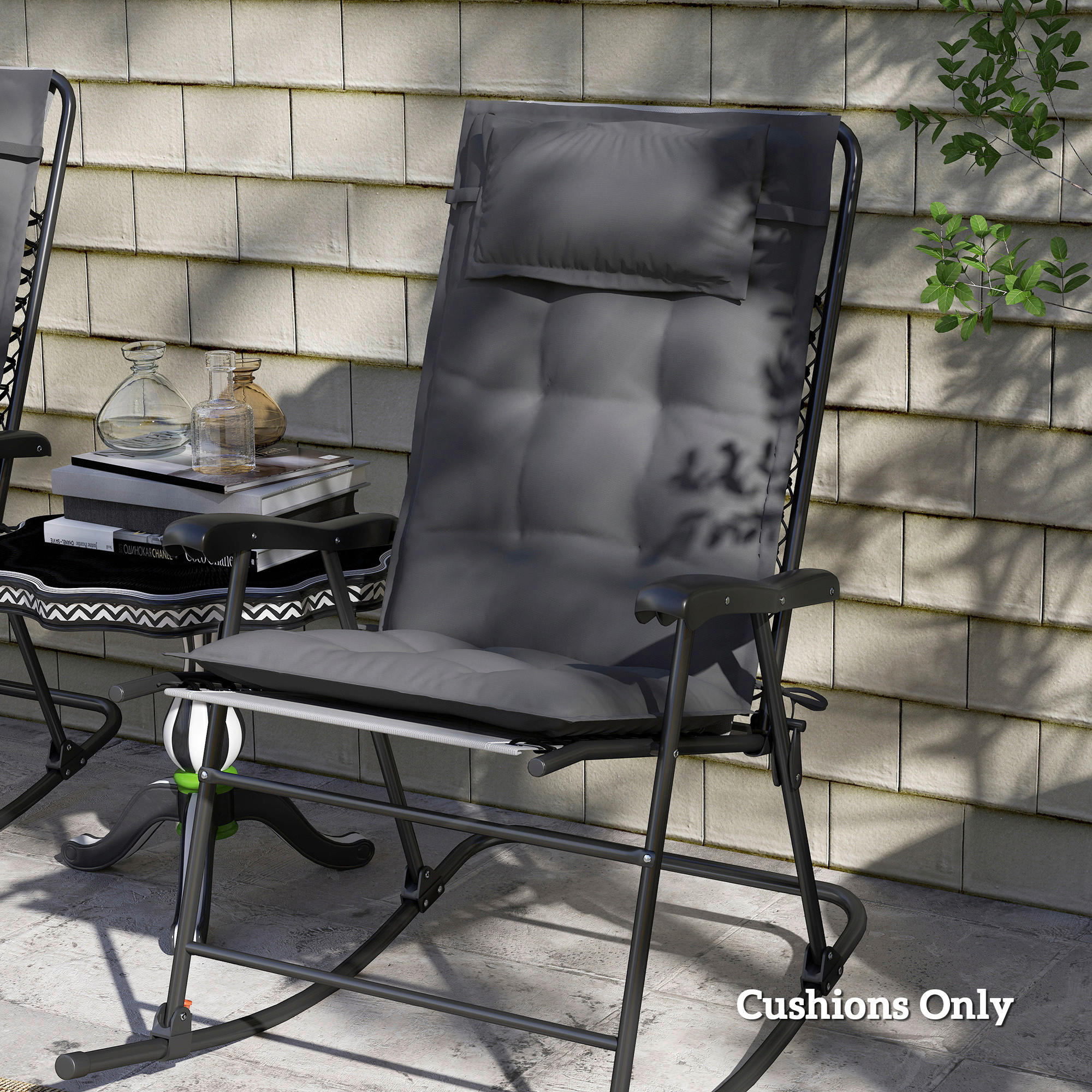 Outsunny Liegenauflage 2er Set dunkelgrau Polyester B/H/L: ca. 50x5x116 cm Liegenauflage 2er Set - dunkelgrau (116,00/50,00/5,00cm) - Outsunny