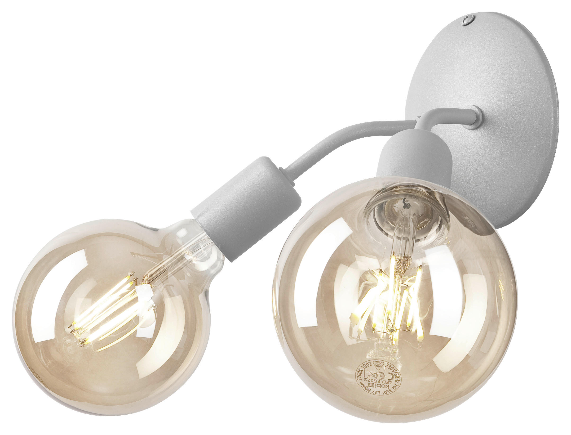 Lamkur Wandleuchte VIGGO 39428 silber Stahl H/L: ca. 14,5x23 cm E27 2 Brennstellen Viggo - silber (23,00cm) - Lamkur