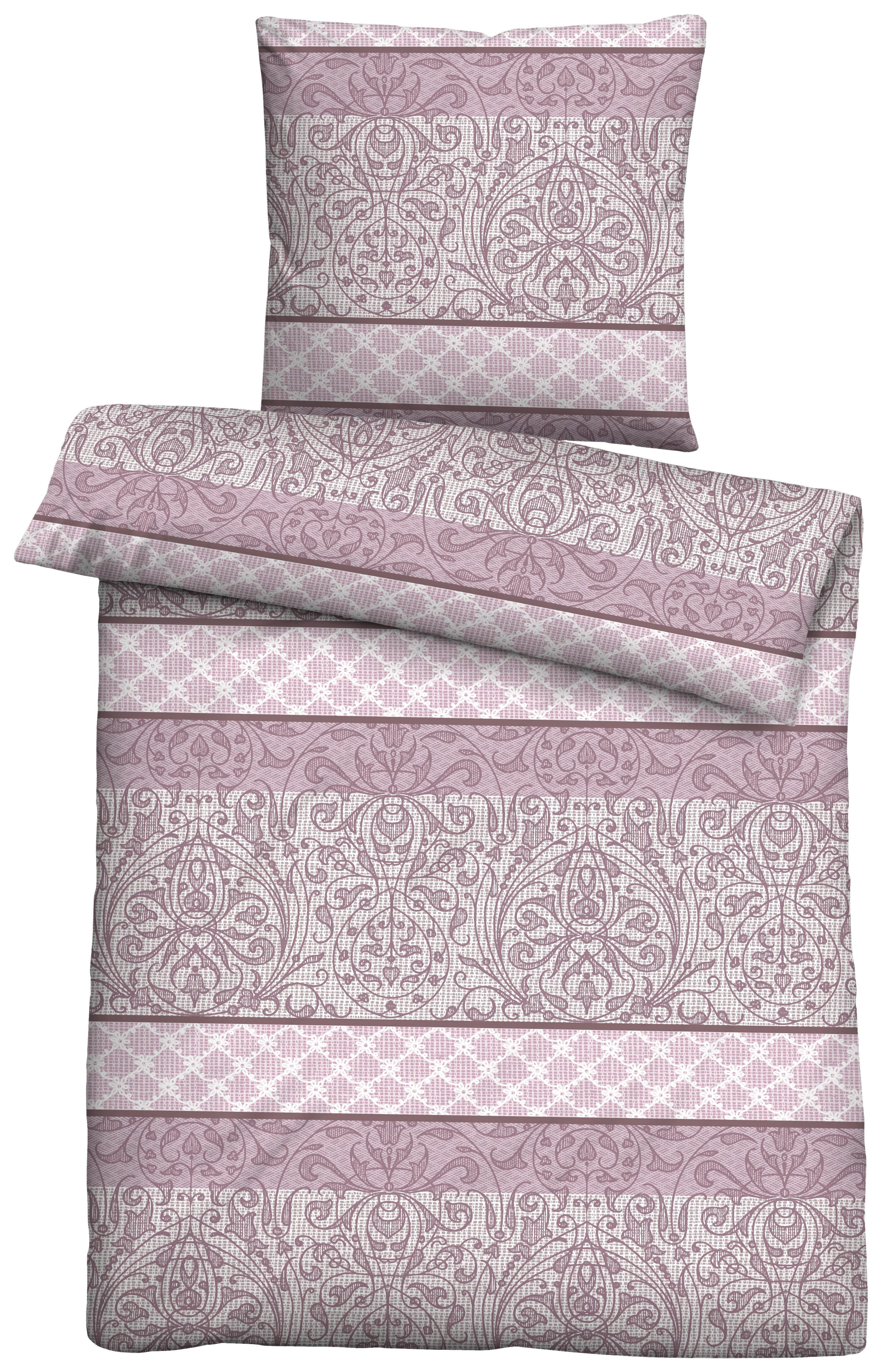 Baumwoll Bettwäsche Satin Bettwäsche_Satin_Ornament - beere (135,00/200,00cm) - Trendline by Biberna