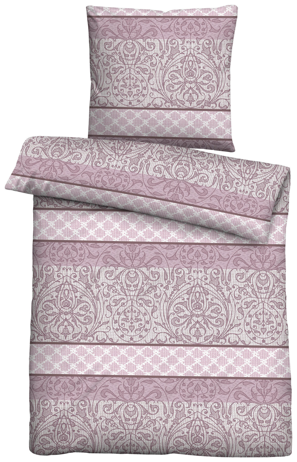 Baumwoll Bettwäsche Satin Bettwäsche_Satin_Ornament - beere (135,00/200,00cm) - Trendline by Biberna