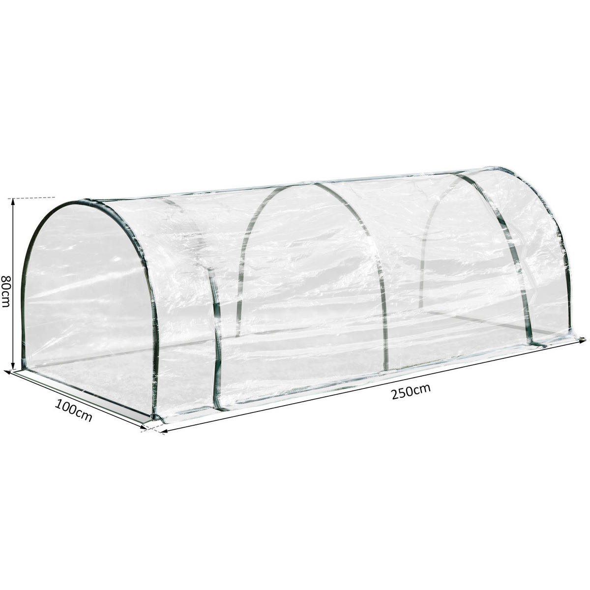 Outsunny Folientunnel B/H/L: ca. 100x80x250 cm Folientunnel 845-305 - grün/transparent (250,00/100,00/80,00cm) - Outsunny