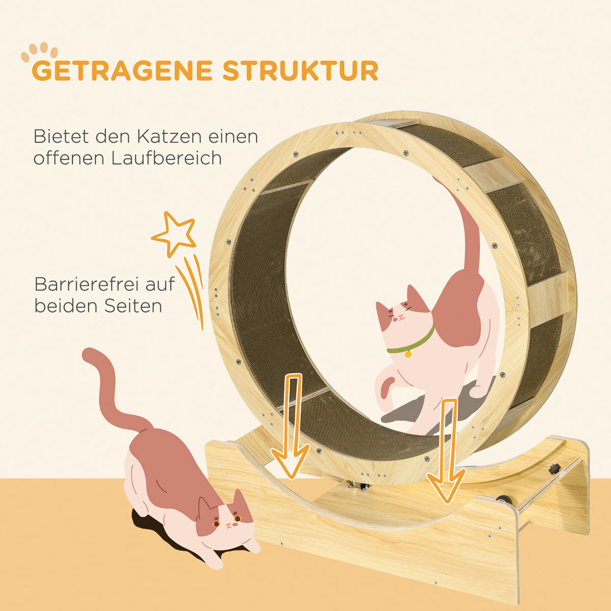 PawHut Katzenlaufrad Eiche Papier B/H/L: ca. 33,5x94x91 cm Katzenlaufrad - Eiche (91,00/33,50/94,00cm) - PawHut