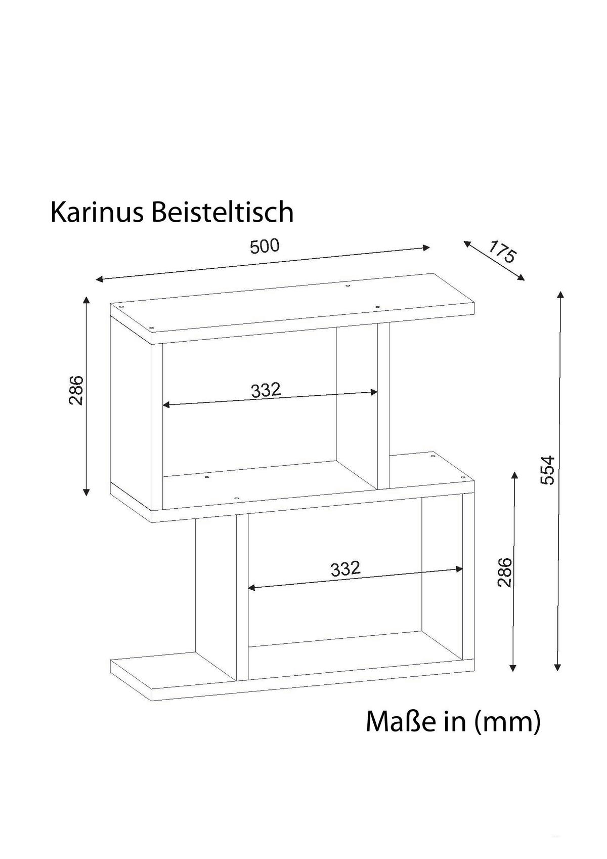 Beistelltisch Karinus weiß Spanplatte B/H/T: ca. 50x55x17 cm Karinus - weiß (50,00/55,00/17,00cm) - moebel17
